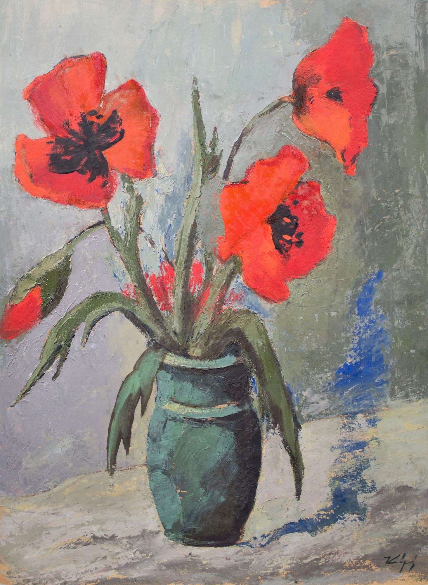 Kosmachev Georgiy (Ukrainian artist), "Poppies", oil on cardboard (1 of 4)