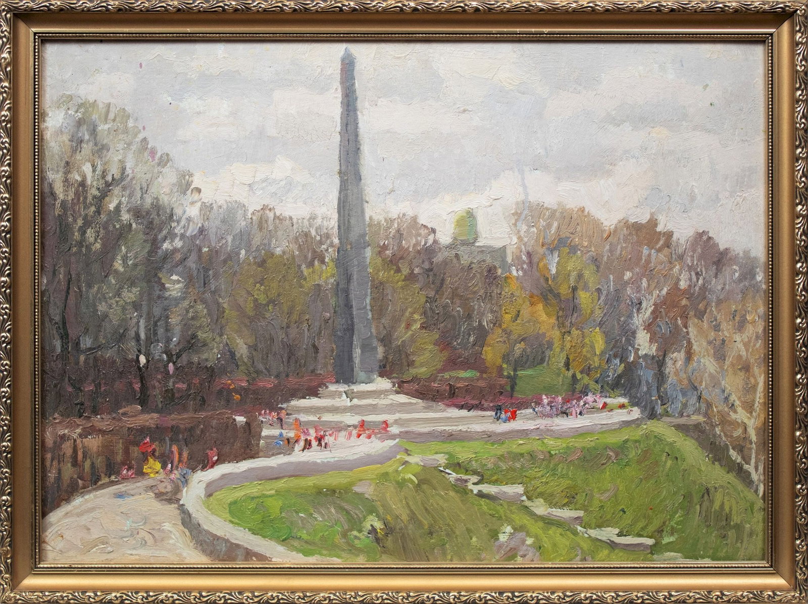 Mynka Olexandr (Ukrainian artist), "Park of glory", oil on cardboard: Title: Mynka Olexandr (Ukrainian artist), "Park of glory", oil on cardboard Description: ARTIST: Mynka Olexandr Fedorovich, Ukrainian artist TITLE: "Park of glory" SIZE: 36 x 50 cm, (14 1/4 x 19 3/4 i