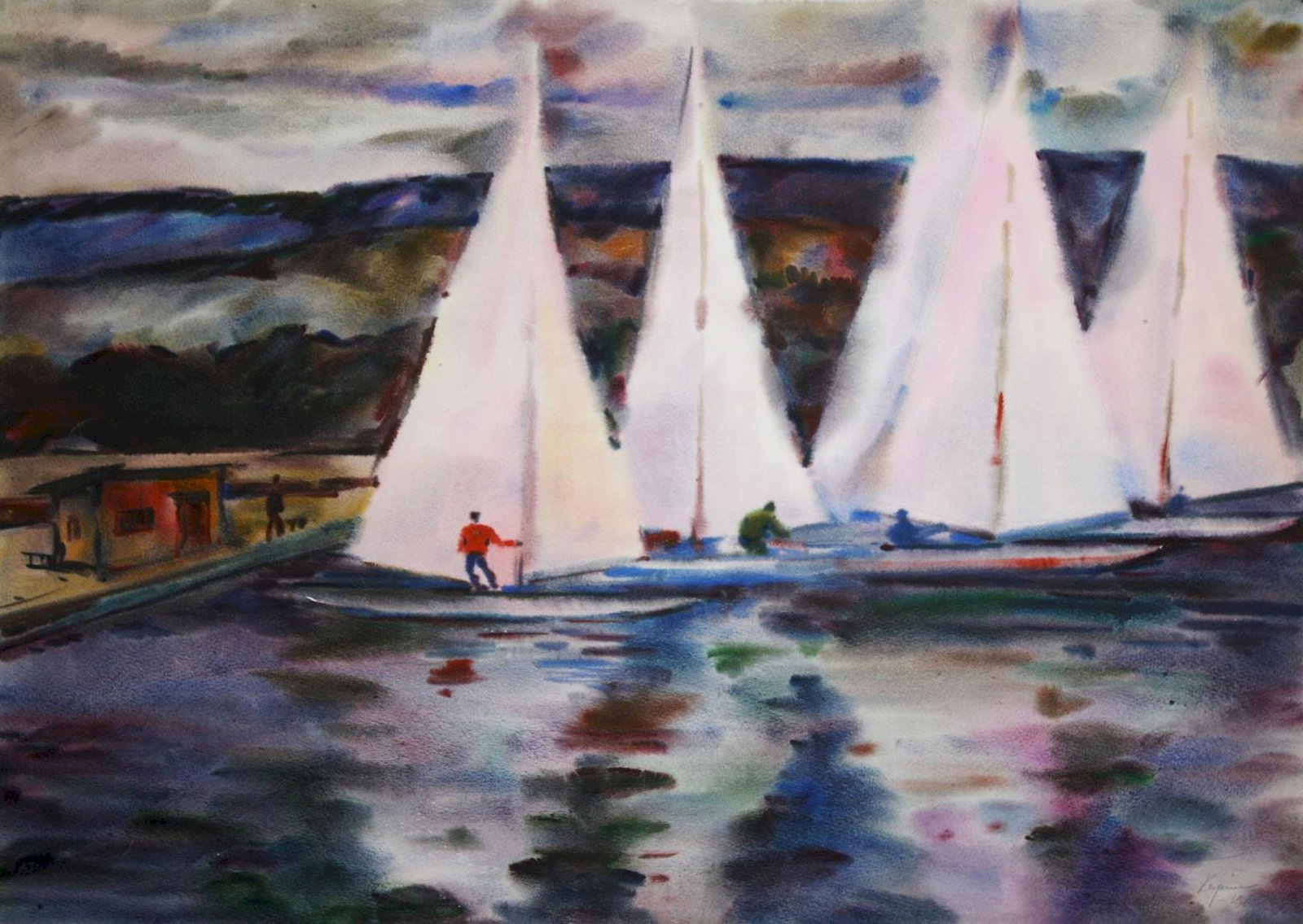 Kirilkov Valentin (Ukrainian artist), "Sailboats", watercolor on paper (1 of 3)