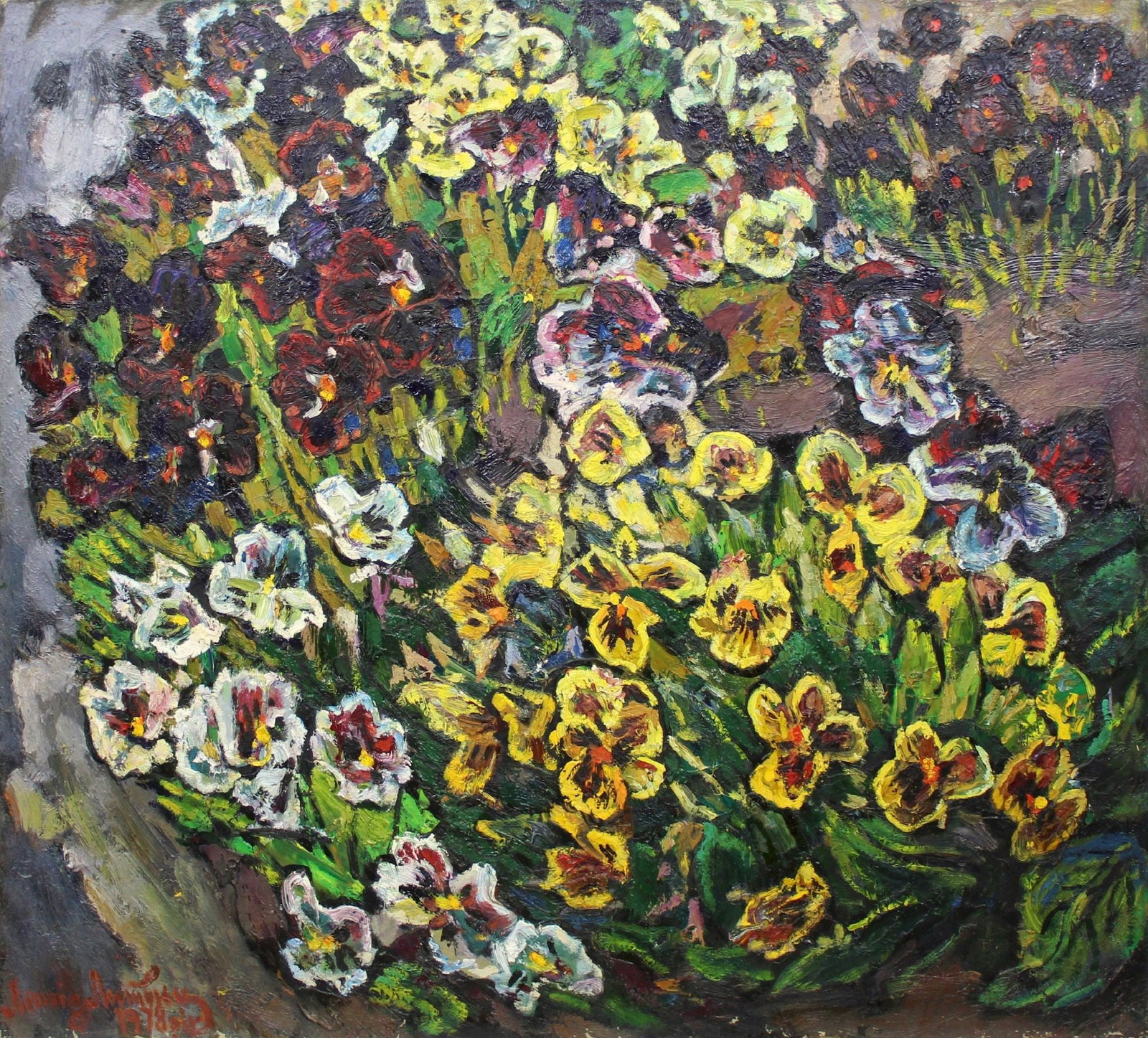 Litvinov Oleksiy (Ukrainian artist), "Pansies earth of Ukraine", oil on canvas: Title: Litvinov Oleksiy (Ukrainian artist), "Pansies earth of Ukraine", oil on canvas Description: ARTIST: Litvinov Oleksiy Grygorovich, Ukrainian artist TITLE: "Pansies earth of Ukraine" SIZE: 89 x