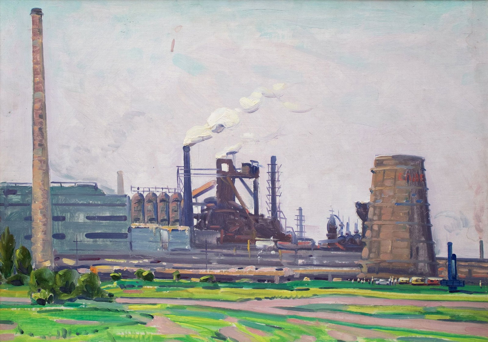 Tyukha Ivan (Ukrainian artist), "Company", oil on canvas on cardboard: Title: Tyukha Ivan (Ukrainian artist), "Company", oil on canvas on cardboard Description: ARTIST: Tyukha Ivan Andriyovich, Ukrainian artist TITLE: "Company" SIZE: 50 x 70 cm, (19 3/4 x 27 2/4 in.) MED