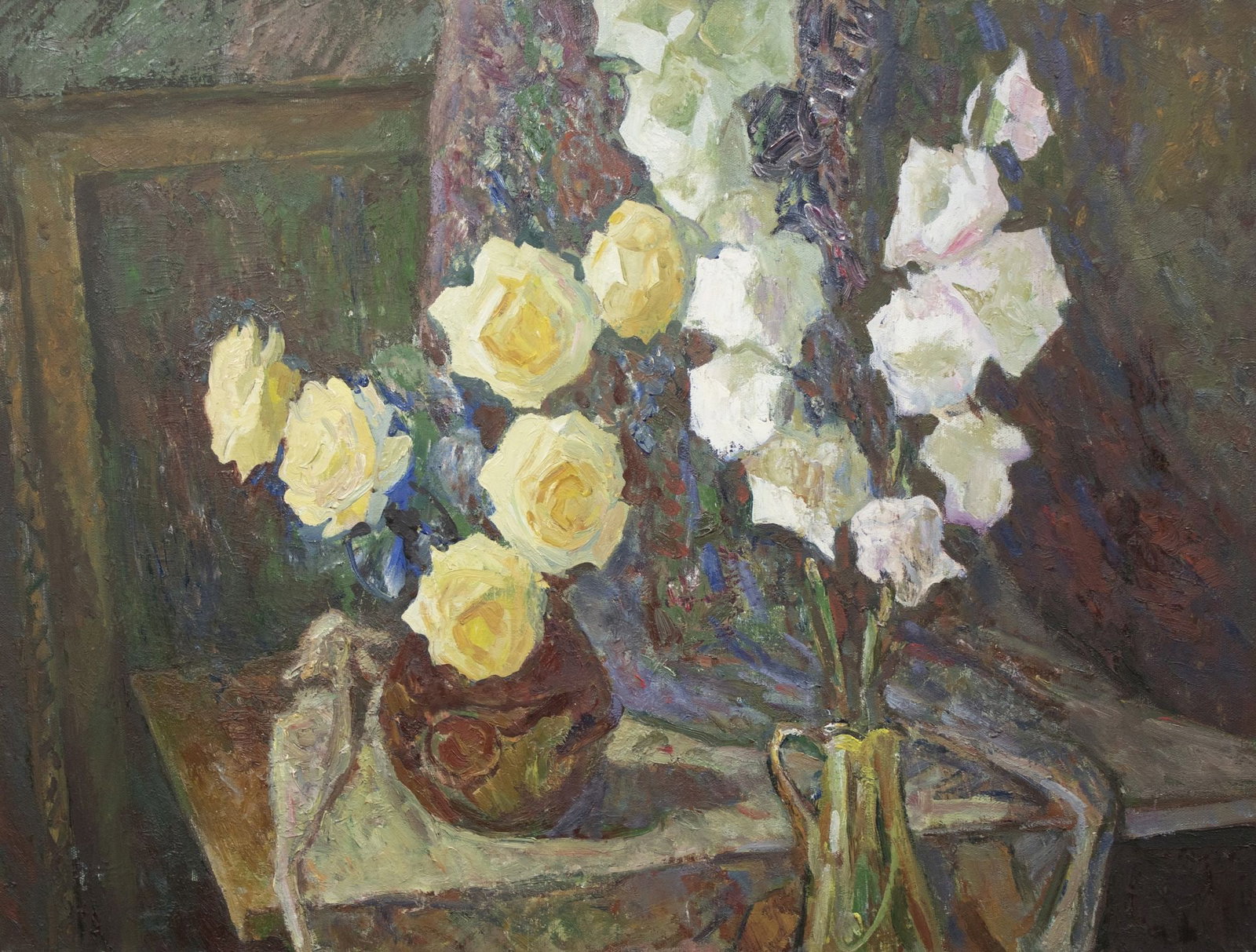 Unidentified (Ukrainian artist), "Roses and gladioli", oil on canvas (1 of 2)