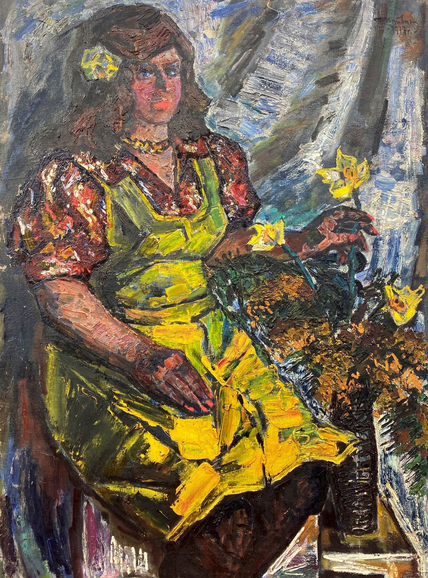 Litvinov Oleksiy (Ukrainian artist), "Girl with yellow daffodils", oil on canvas (1 of 4)