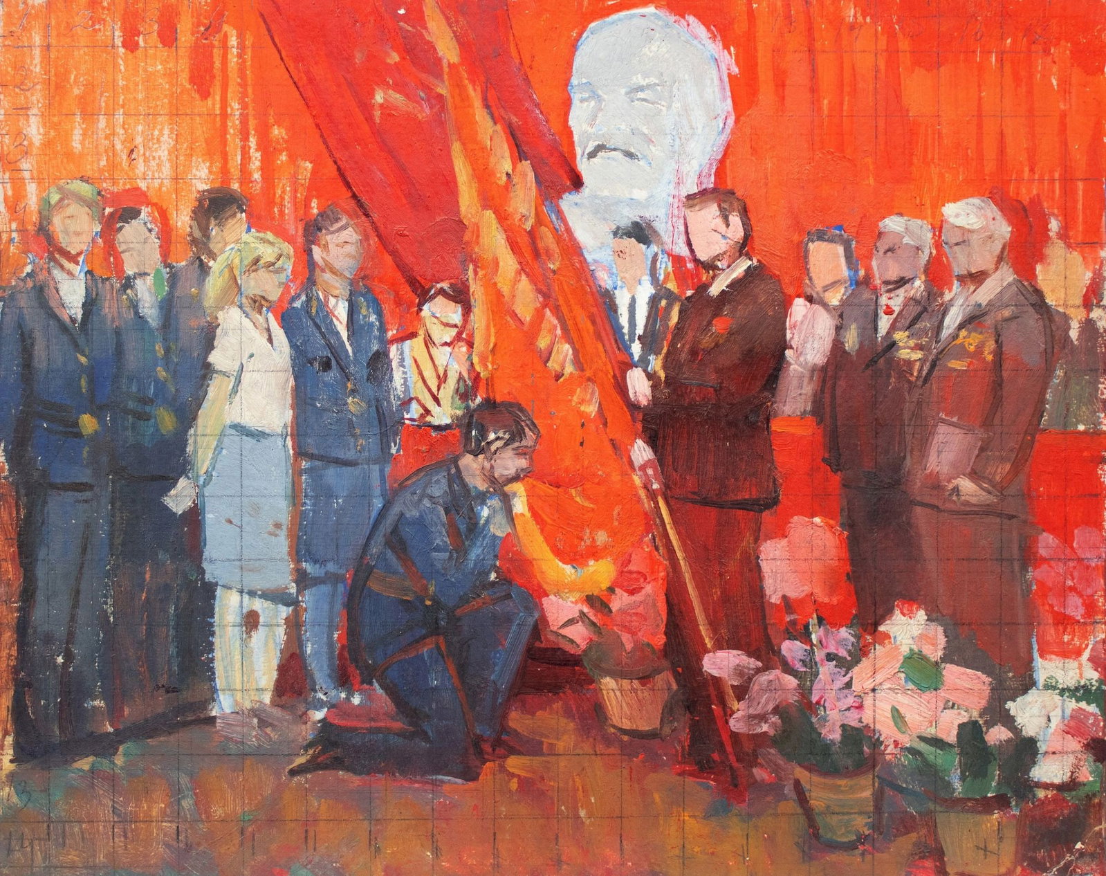 Yukhno-Gurevich Anna (Ukrainian artist), "Admission to the party", oil on cardboard (1 of 2)