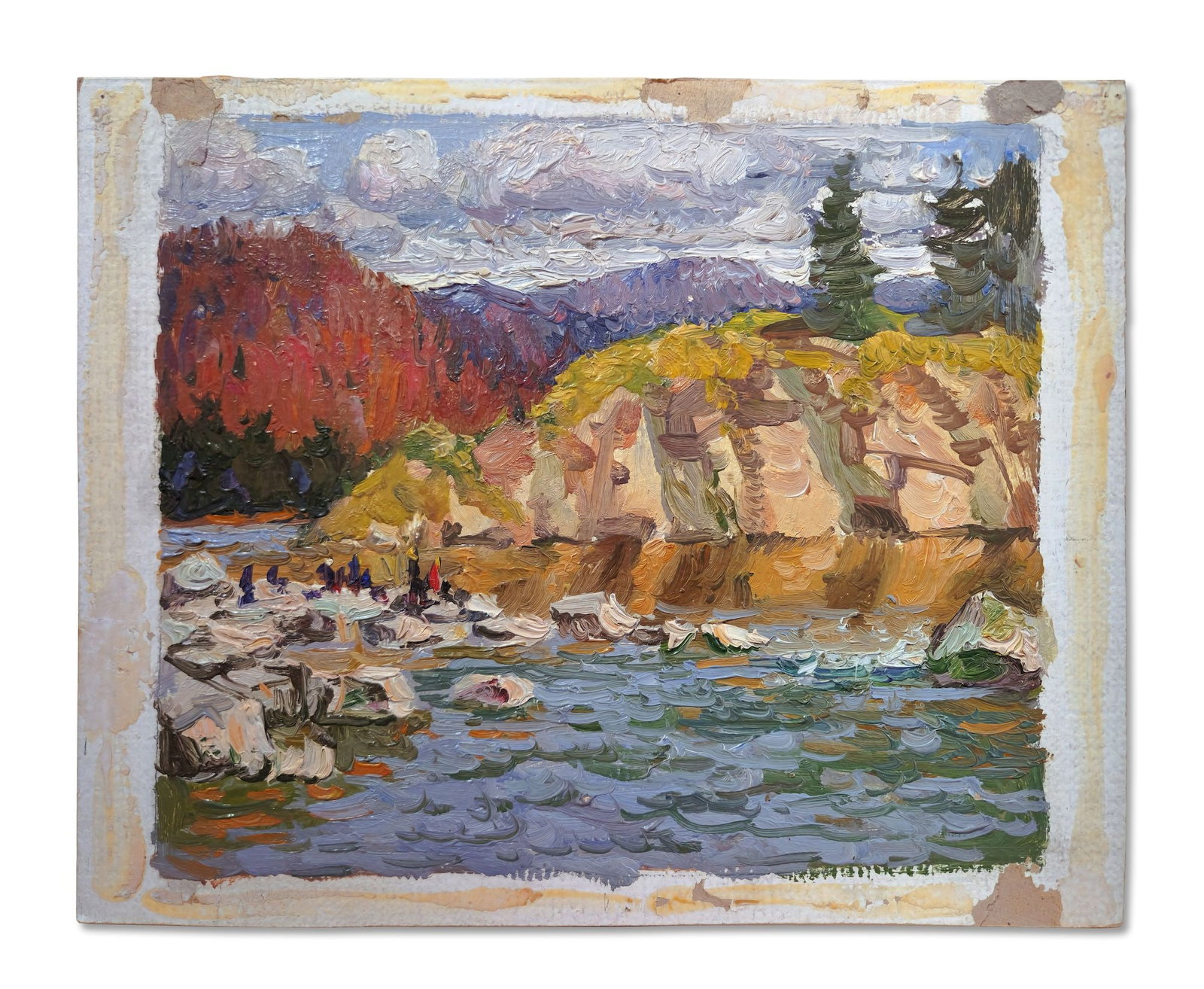Mynka Olexandr (Ukrainian artist), "Mountain river (sketch)", oil on cardboard - 2