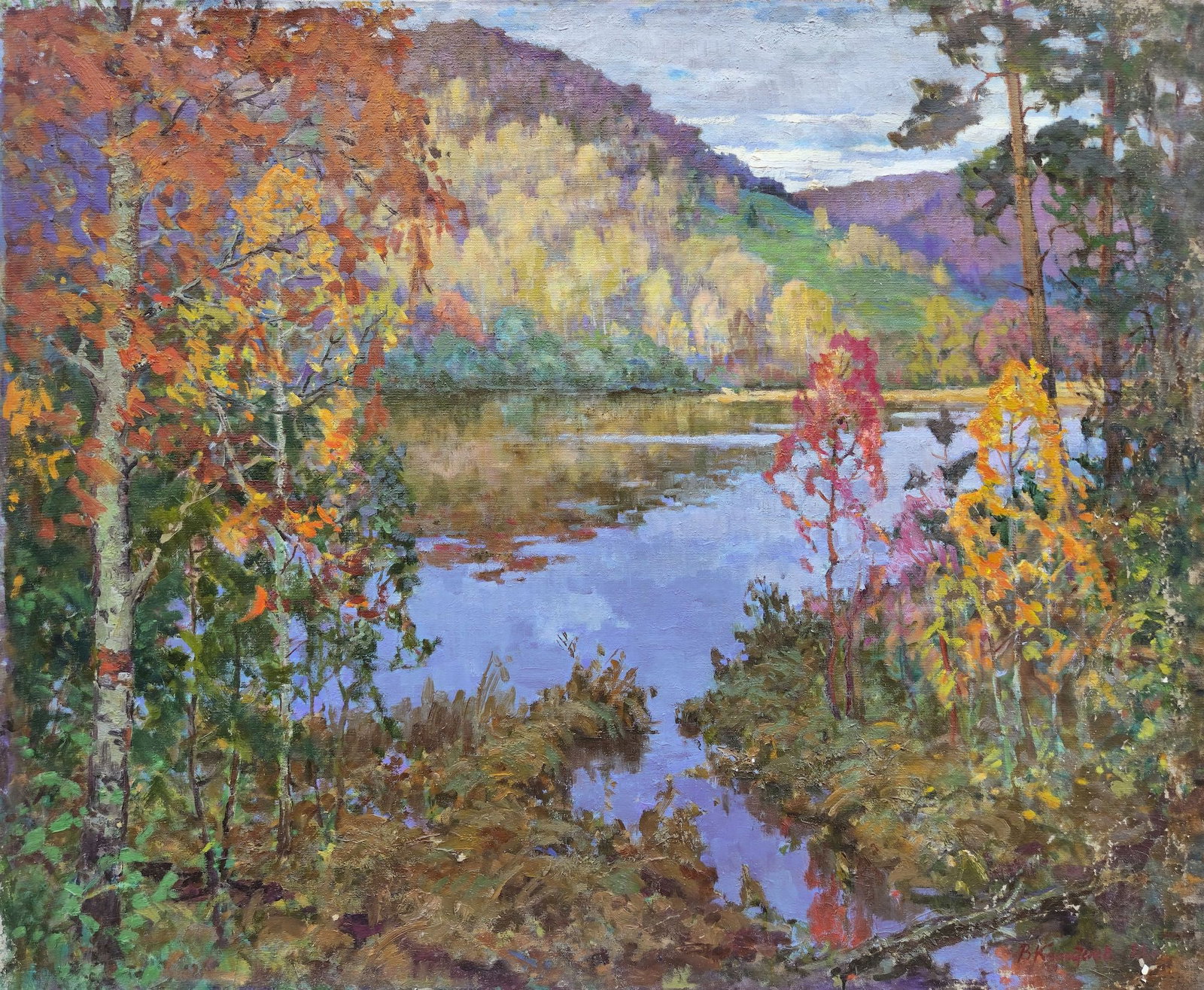 Korostylev Volodymir (Ukrainian artist), "Shelekhovsky lake", oil on canvas: Title: Korostylev Volodymir (Ukrainian artist), "Shelekhovsky lake", oil on canvas Description: ARTIST: Korostylev Volodymir Olexandrovich, Ukrainian artist TITLE: "Shelekhovsky lake" SIZE: 100 x 120 