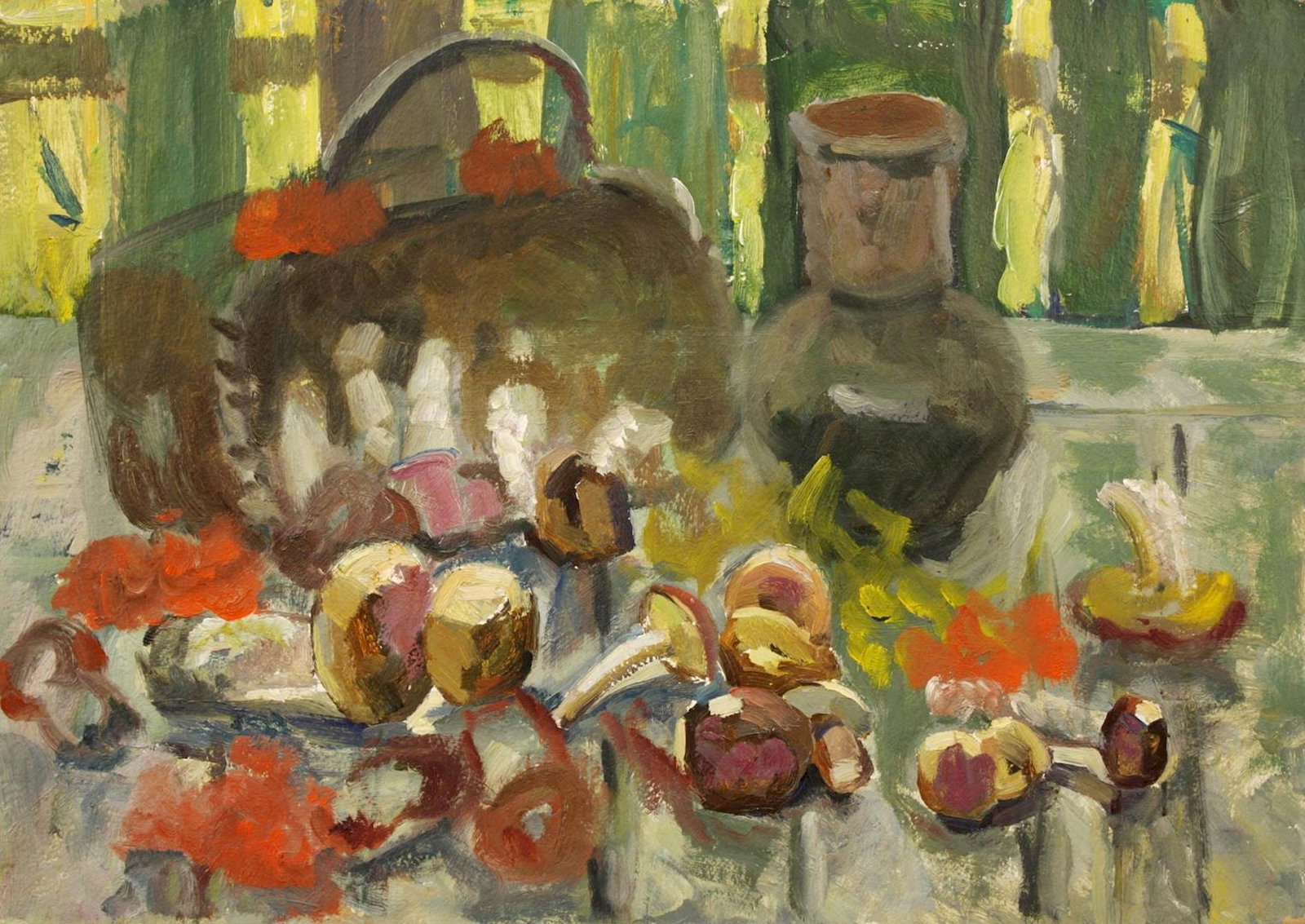 Mynka Olexandr (Ukrainian artist), "From the forest", oil on cardboard: Title: Mynka Olexandr (Ukrainian artist), "From the forest", oil on cardboard Description: ARTIST: Mynka Olexandr Fedorovich, Ukrainian artist TITLE: "From the forest" SIZE: 50 x 70 cm, (19 3/4 x 27 2