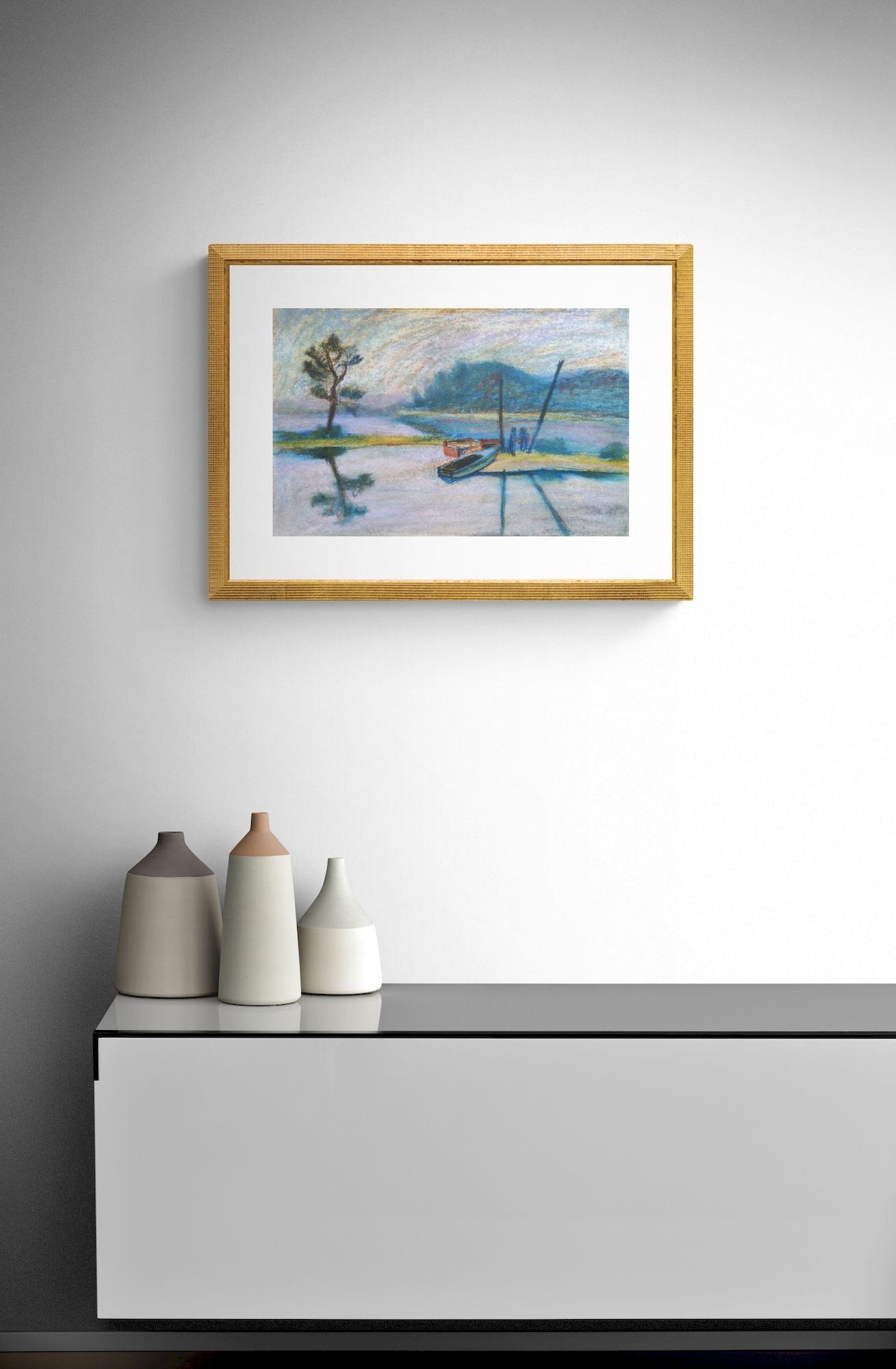 Lah Rostislav (Ukrainian artist), "Boats on the shore", tempera on paper - 3