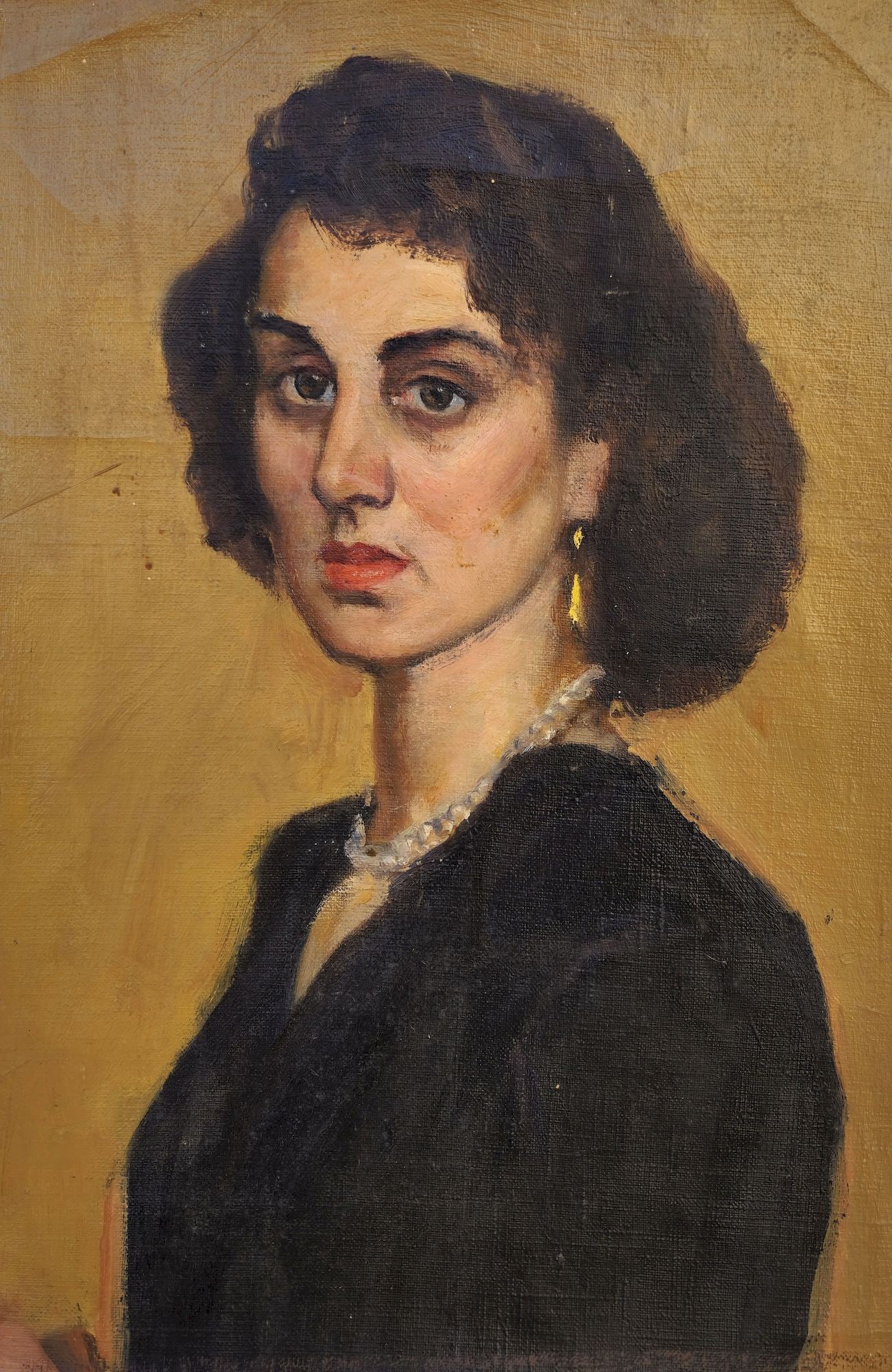 Volsky Petro (Ukrainian artist), "Woman in black", oil on canvas: Title: Volsky Petro (Ukrainian artist), "Woman in black", oil on canvas Description: ARTIST: Volsky Petro Dmitrovich, Ukrainian artist TITLE: "Woman in black" SIZE: 40 x 28 cm, (15 3/4 x 11 in.)