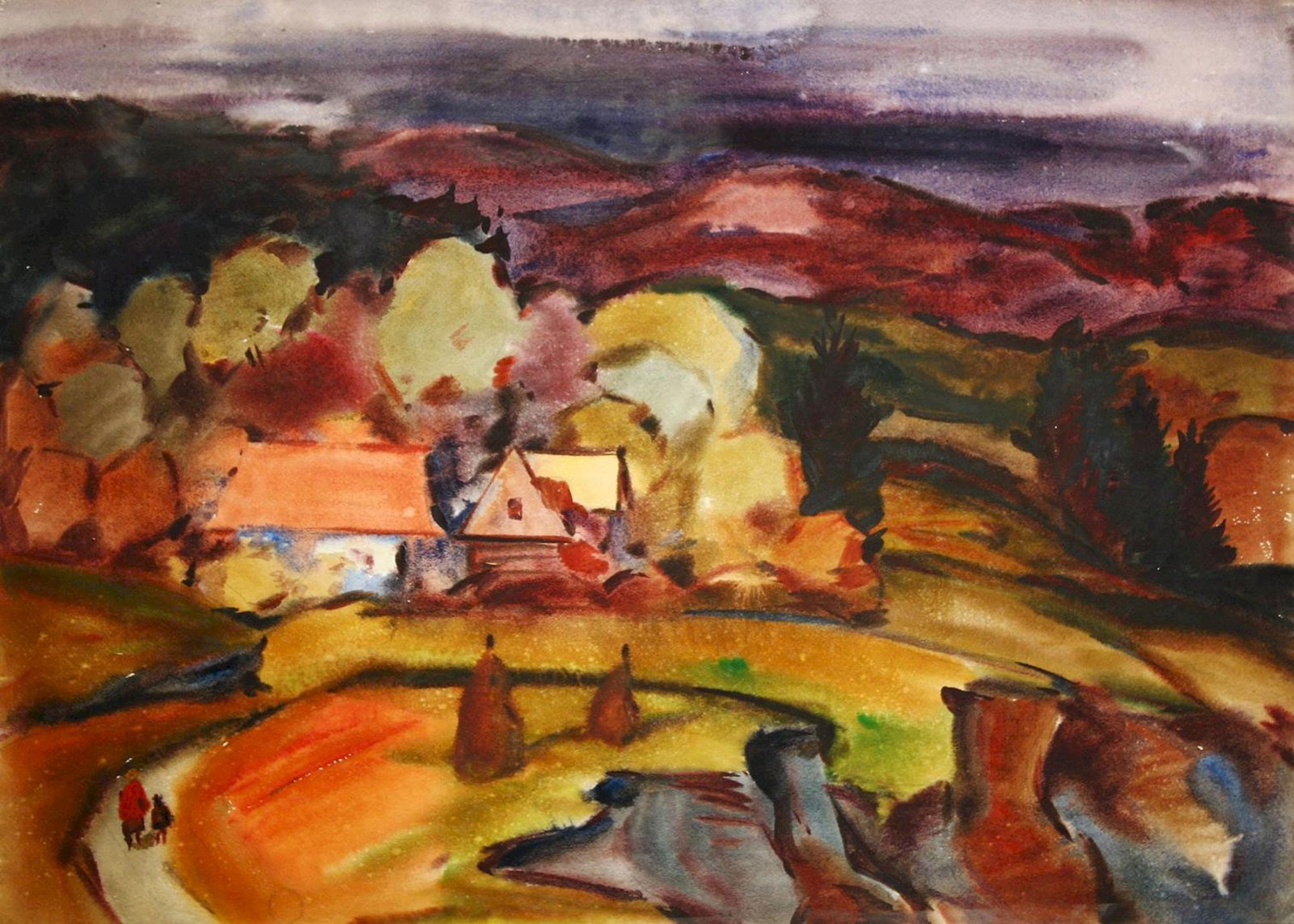 Kirilkov Valentin (Ukrainian artist), "On the way home", watercolor on paper (1 of 2)