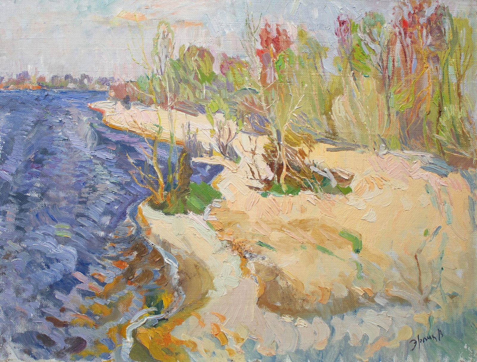 Erlih Volodymyr (Ukrainian artist), "Dnipro shore", oil on canvas: Title: Erlih Volodymyr (Ukrainian artist), "Dnipro shore", oil on canvas Description: ARTIST: Erlih Volodymyr Isaakovich, Ukrainian artist TITLE: "Dnipro shore" SIZE: 50 x 65 cm, (19 3/4 x 25 2/4 in.)