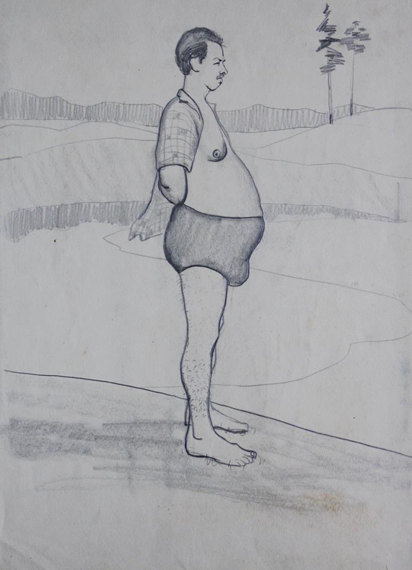 Mynka Olexandr (Ukrainian artist), "Sketch. On the shore", pencil on paper (1 of 1)
