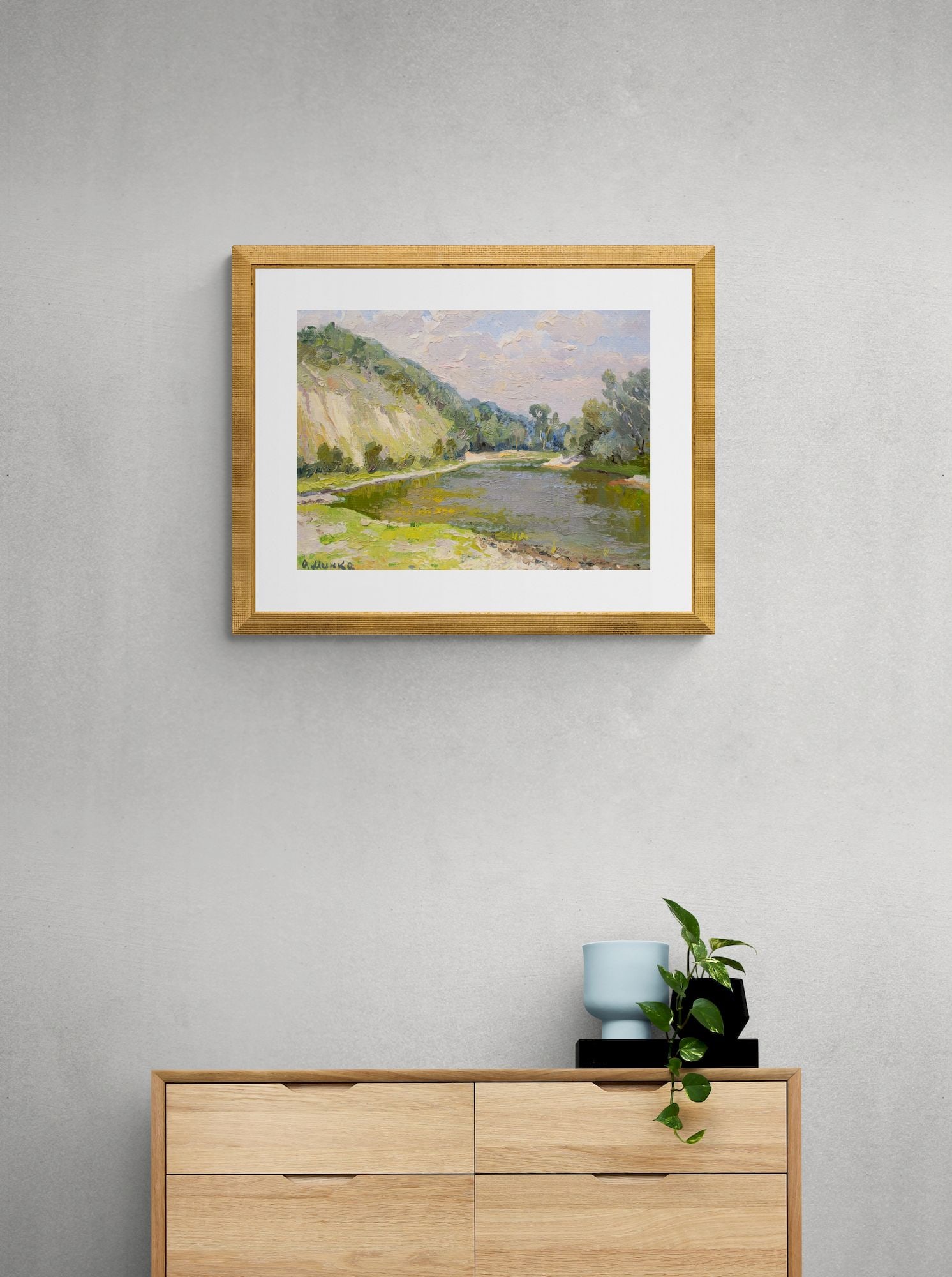 Mynka Olexandr (Ukrainian artist), "Flowing creek", oil on cardboard - 4