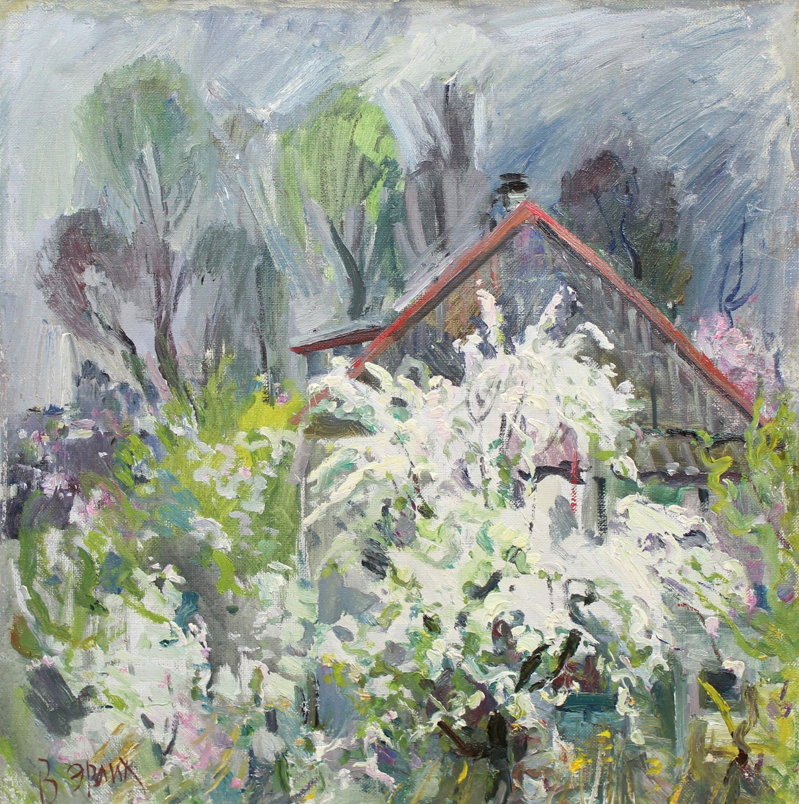 Erlih Volodymyr (Ukrainian artist), "Spring flowers", oil on canvas: Title: Erlih Volodymyr (Ukrainian artist), "Spring flowers", oil on canvas Description: ARTIST: Erlih Volodymyr Isaakovich, Ukrainian artist TITLE: "Spring flowers" SIZE: 60 x 60 cm, (23 2/4 x 23 2/4 