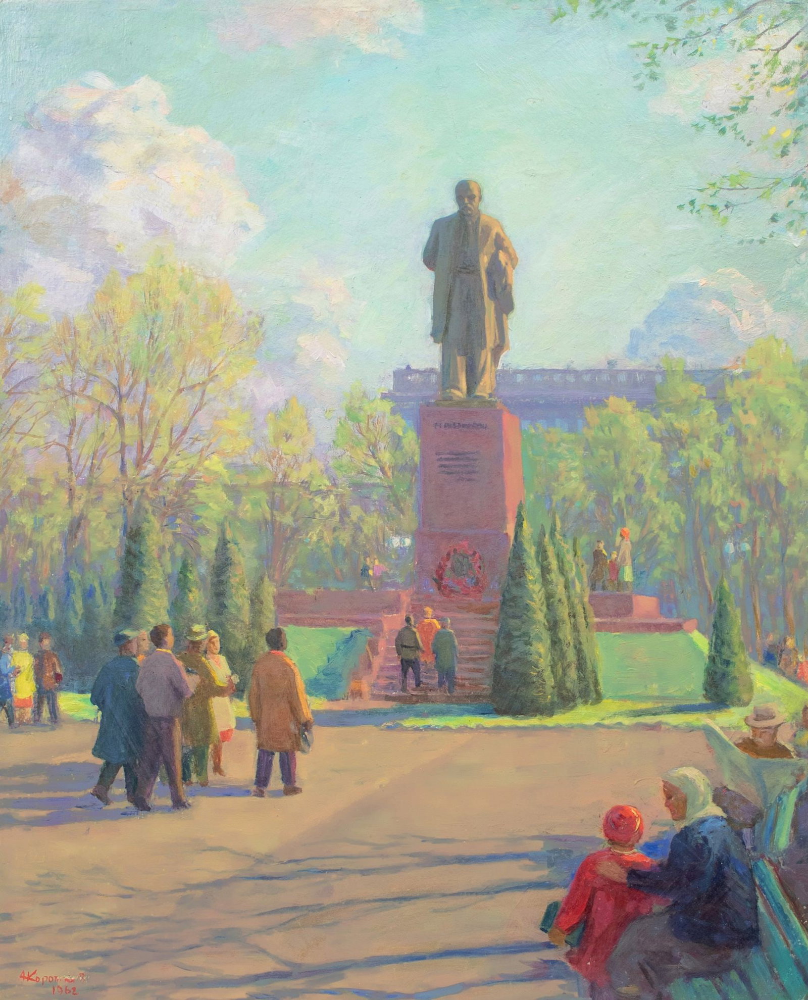 Korotkov Andriy (Ukrainian artist), "At the monument of Taras Shevchenko", oil on cardboard (1 of 5)