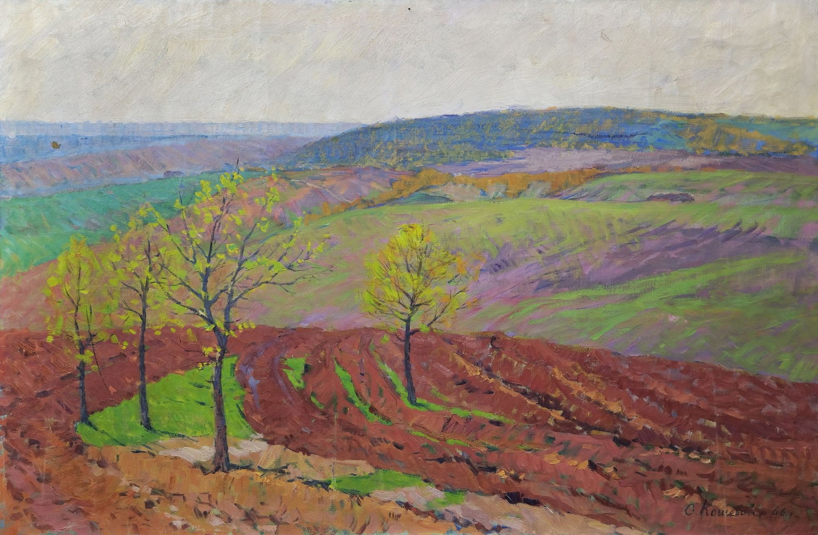Koshovy Stepan (Ukrainian artist), "Spring", oil on canvas: Title: Koshovy Stepan (Ukrainian artist), "Spring", oil on canvas Description: ARTIST: Koshovy Stepan Lvovych, TITLE: "Spring" SIZE: 99 x 148 cm, (39 x 58 1/4 in.) MEDIUM: oil on canvas YEAR OF CREATI