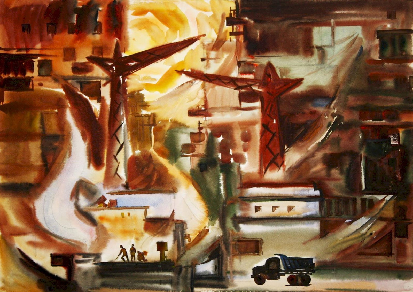 Kirilkov Valentin (Ukrainian artist), "Krivorozhstal" series", watercolor on paper (1 of 2)