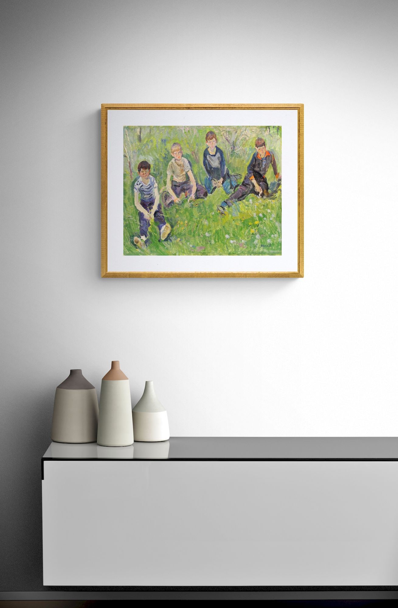 Erlih Volodymyr (Ukrainian artist), "The boys in the meadow", oil on cardboard - 4