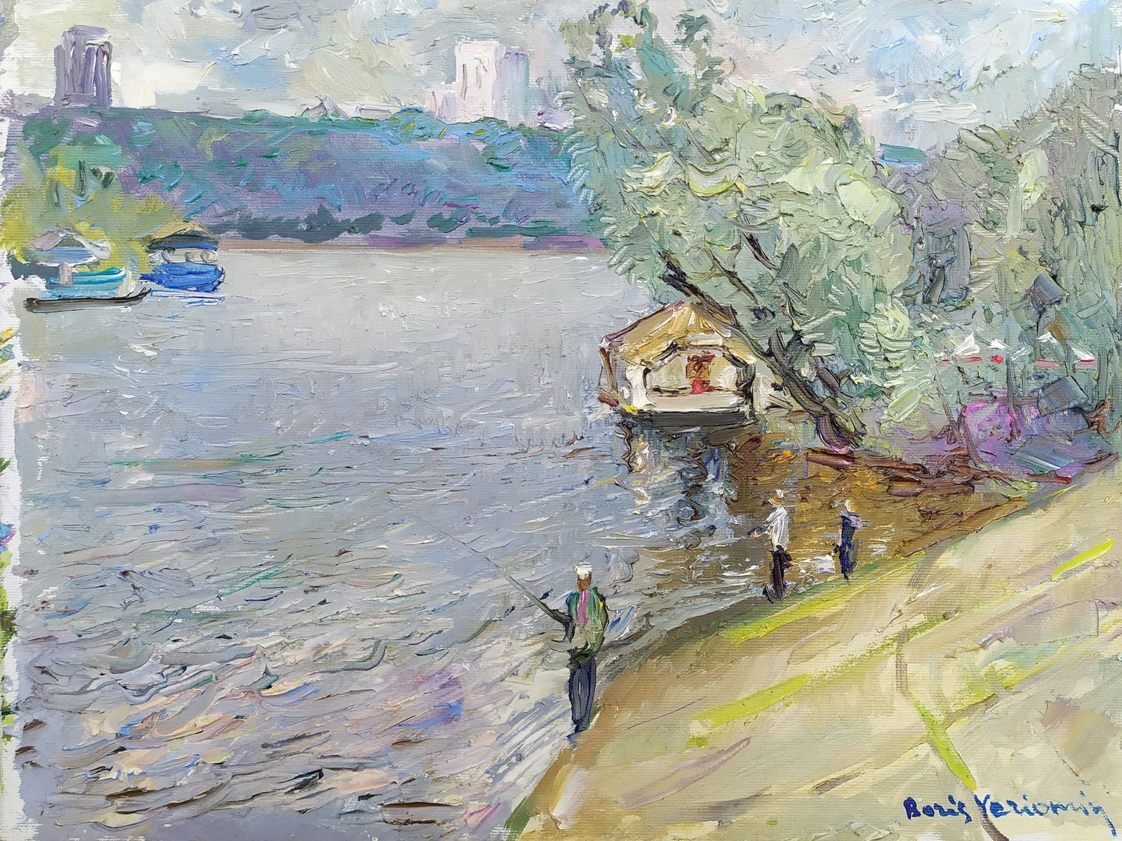 Yeremin Boris (Ukrainian artist), "Fishermen on the banks of the Dnieper", oil on canvas (1 of 4)