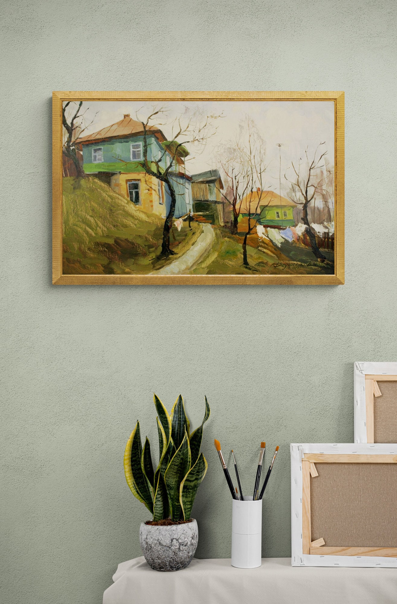 Fedorchenko Volodymyr (Ukrainian artist), "Spring on village street", oil on cardboard - 3