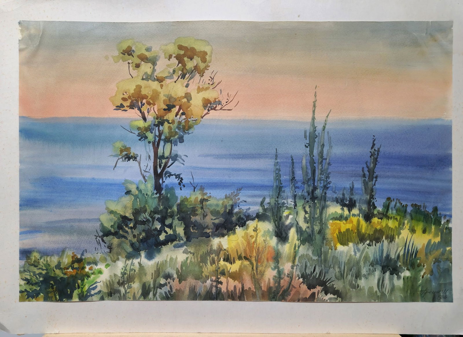 Grechyn (Ukrainian artist), "By the sea", watercolor on paper - 3