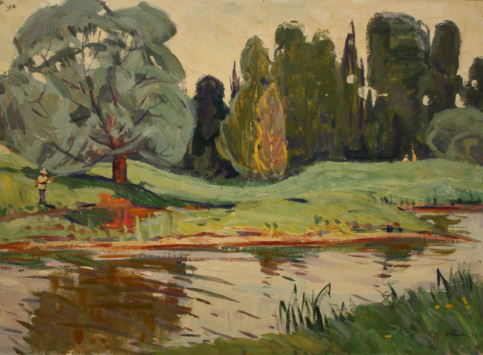 Tyukha Ivan (Ukrainian artist), "Fishing", oil on cardboard (1 of 3)