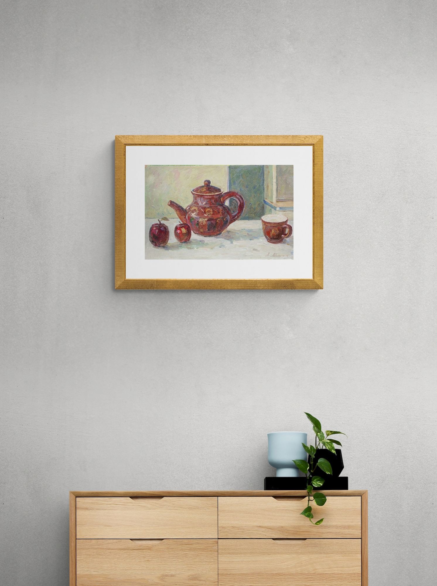 Mynka Olexandr (Ukrainian artist), "Still life with apples", oil on cardboard - 4