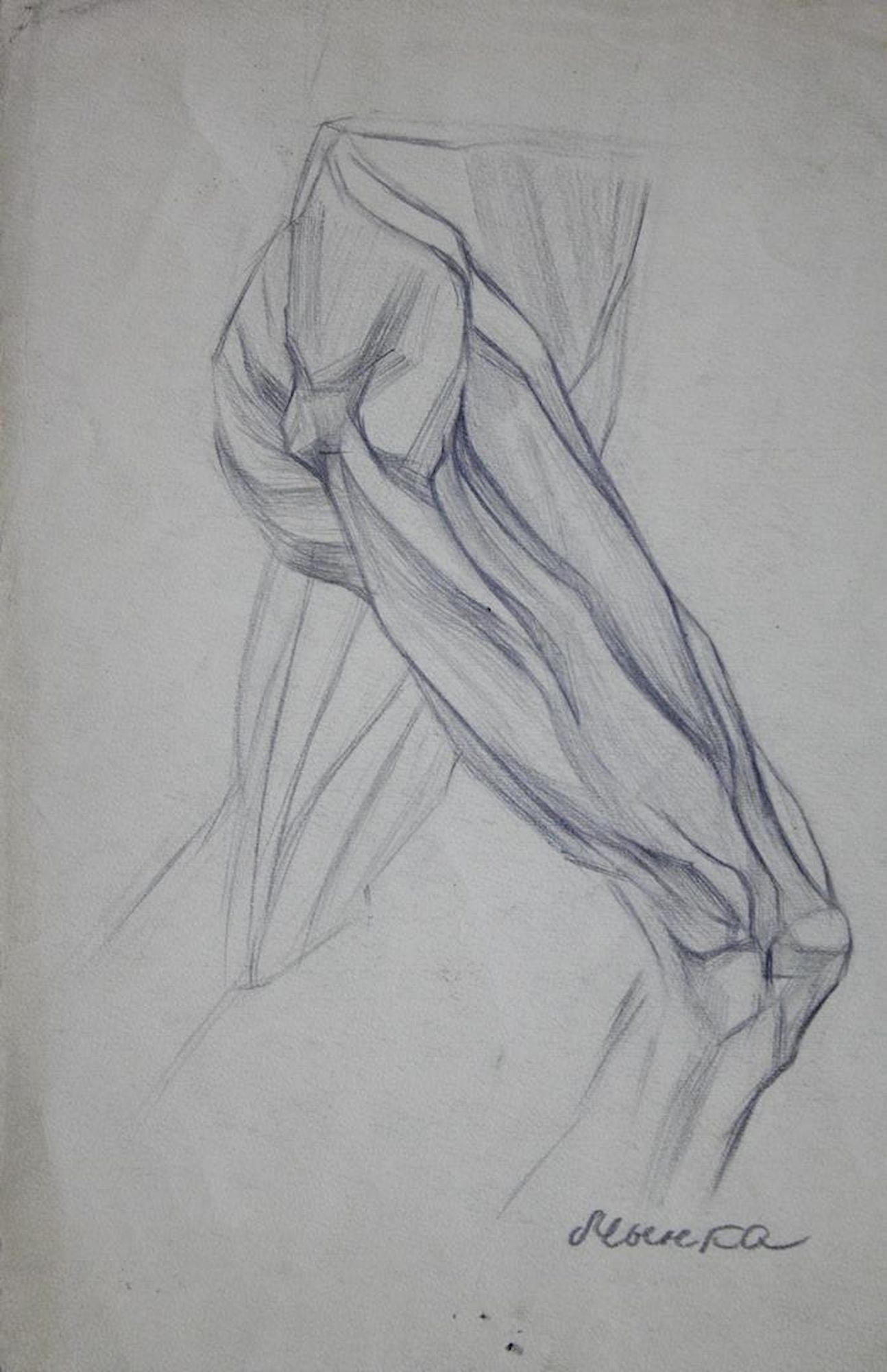 Mynka Olexandr (Ukrainian artist), "Hip muscles", pencil on paper: Title: Mynka Olexandr (Ukrainian artist), "Hip muscles", pencil on paper Description: ARTIST: Mynka Olexandr Fedorovich, Ukrainian artist TITLE: "Hip muscles" SIZE: 30 x 21 cm, (11 3/4 x 8 1/4 in.)