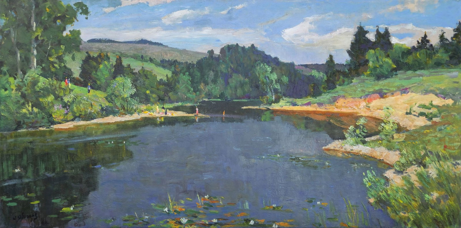 Yablokov Anatoly (Ukrainian artist), "Wide river", oil on canvas: Title: Yablokov Anatoly (Ukrainian artist), "Wide river", oil on canvas Description: ARTIST: Yablokov Anatoly Ivanovich, Ukrainian artist TITLE: "Wide river" SIZE: 75 x 150 cm, (29 2/4 x 59 in.)