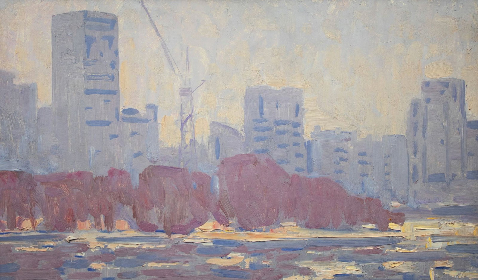 Tyukha Ivan (Ukrainian artist), "Kyiv is under construction", oil on cardboard: Title: Tyukha Ivan (Ukrainian artist), "Kyiv is under construction", oil on cardboard Description: ARTIST: Tyukha Ivan Andriyovich, Ukrainian artist TITLE: "Kyiv is under construction" SIZE: 30 x 50