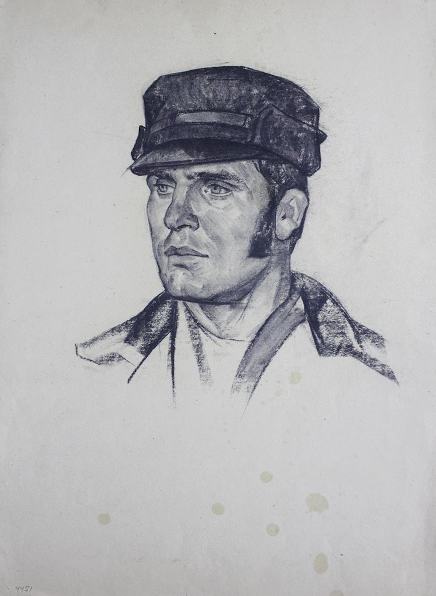 Mynka Olexandr (Ukrainian artist), "Portrait of a young man", pencil on paper: Title: Mynka Olexandr (Ukrainian artist), "Portrait of a young man", pencil on paper Description: ARTIST: Mynka Olexandr Fedorovich, Ukrainian artist TITLE: "Portrait of a young man" SIZE: 64 x 47