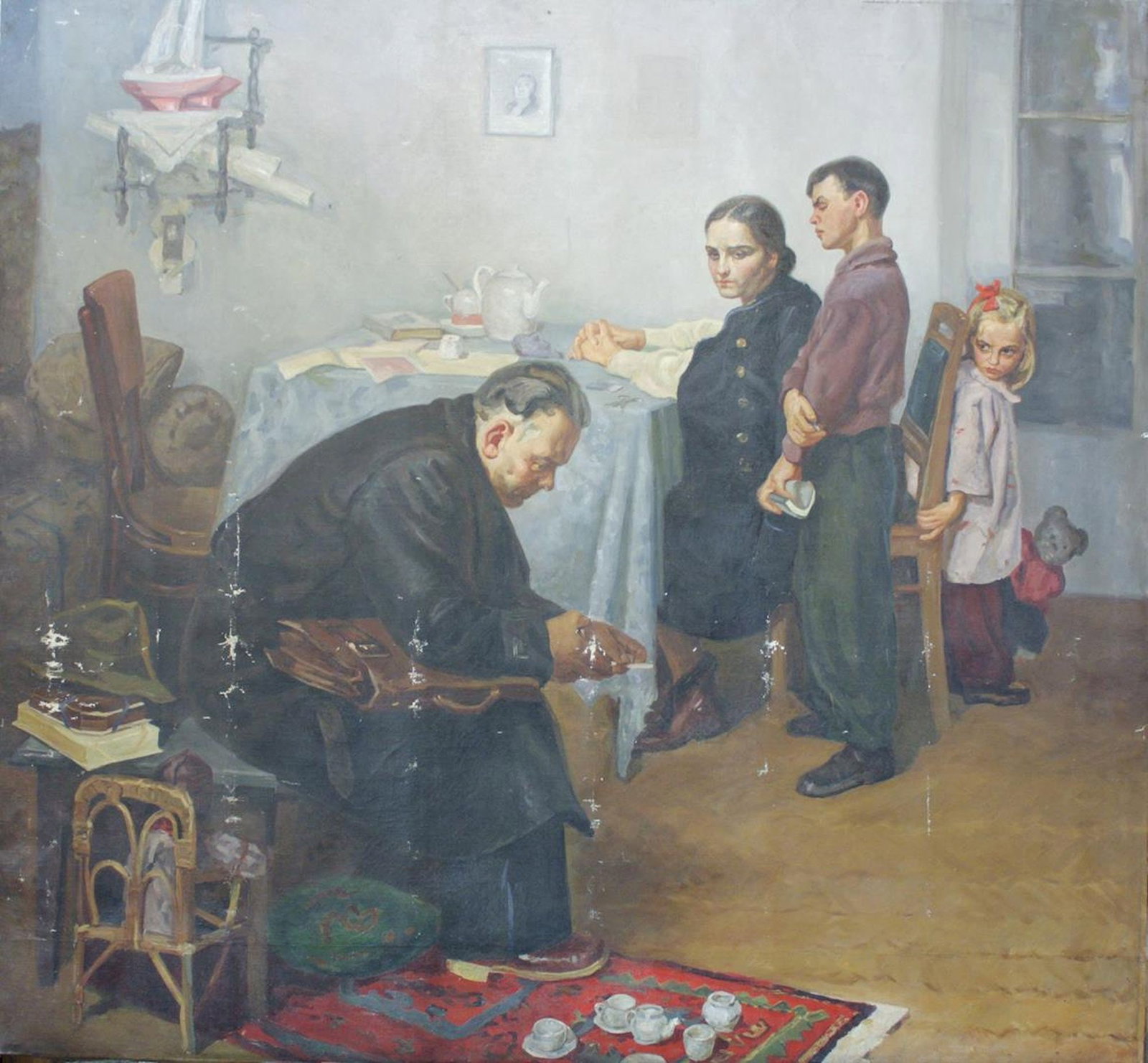 Unidentified (Ukrainian artist), "Returned (Copy of Sergy Grigoriev's painting)", oil on canvas (1 of 1)