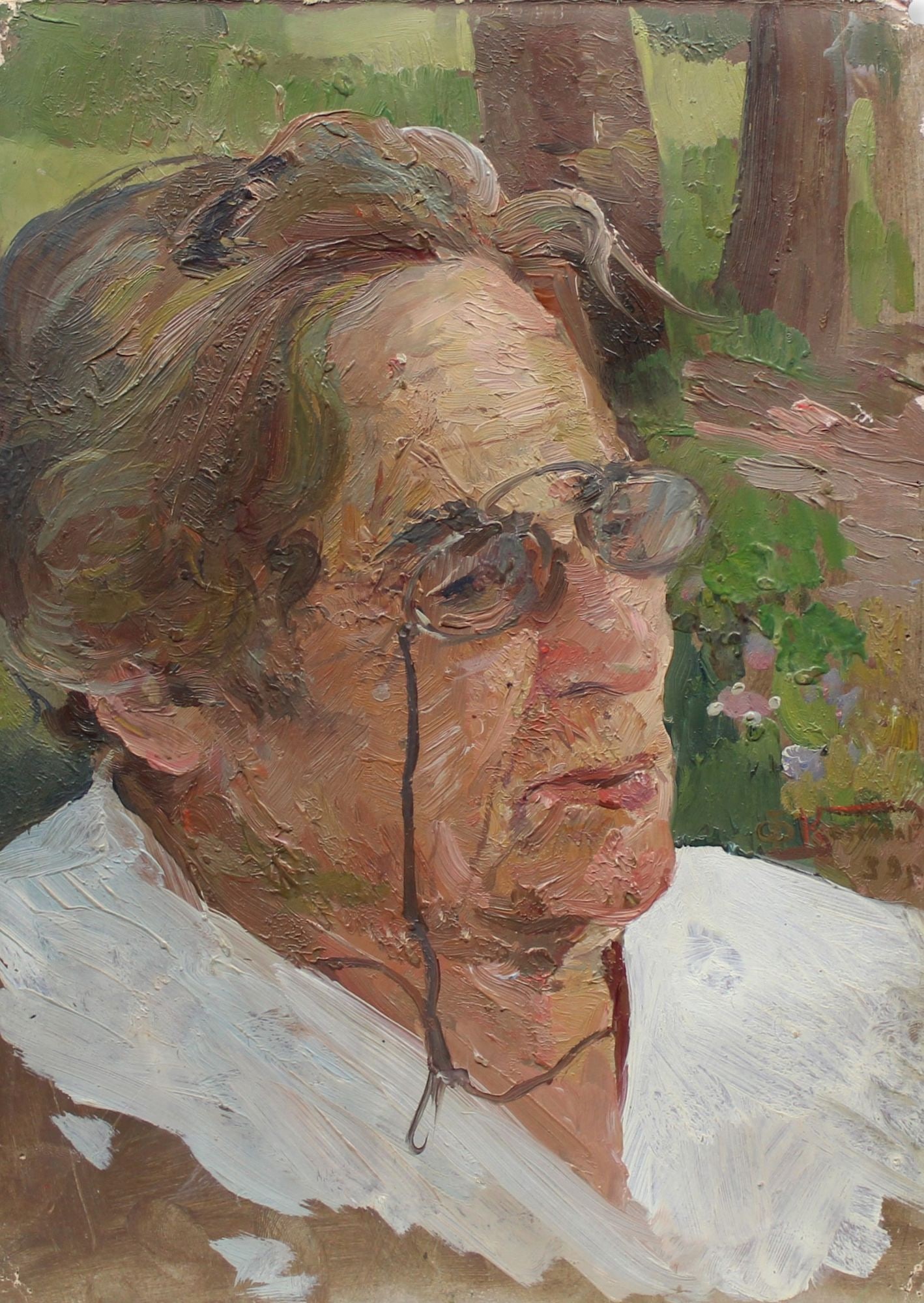 Konovalyuk Fedir (Ukrainian artist), "Portrait of the writer Dmitriv V.I.", oil on cardboard: Title: Konovalyuk Fedir (Ukrainian artist), "Portrait of the writer Dmitriv V.I.", oil on cardboard Description: ARTIST: Konovalyuk Fedir Zotikovich, Ukrainian artist TITLE: "Portrait of the writer