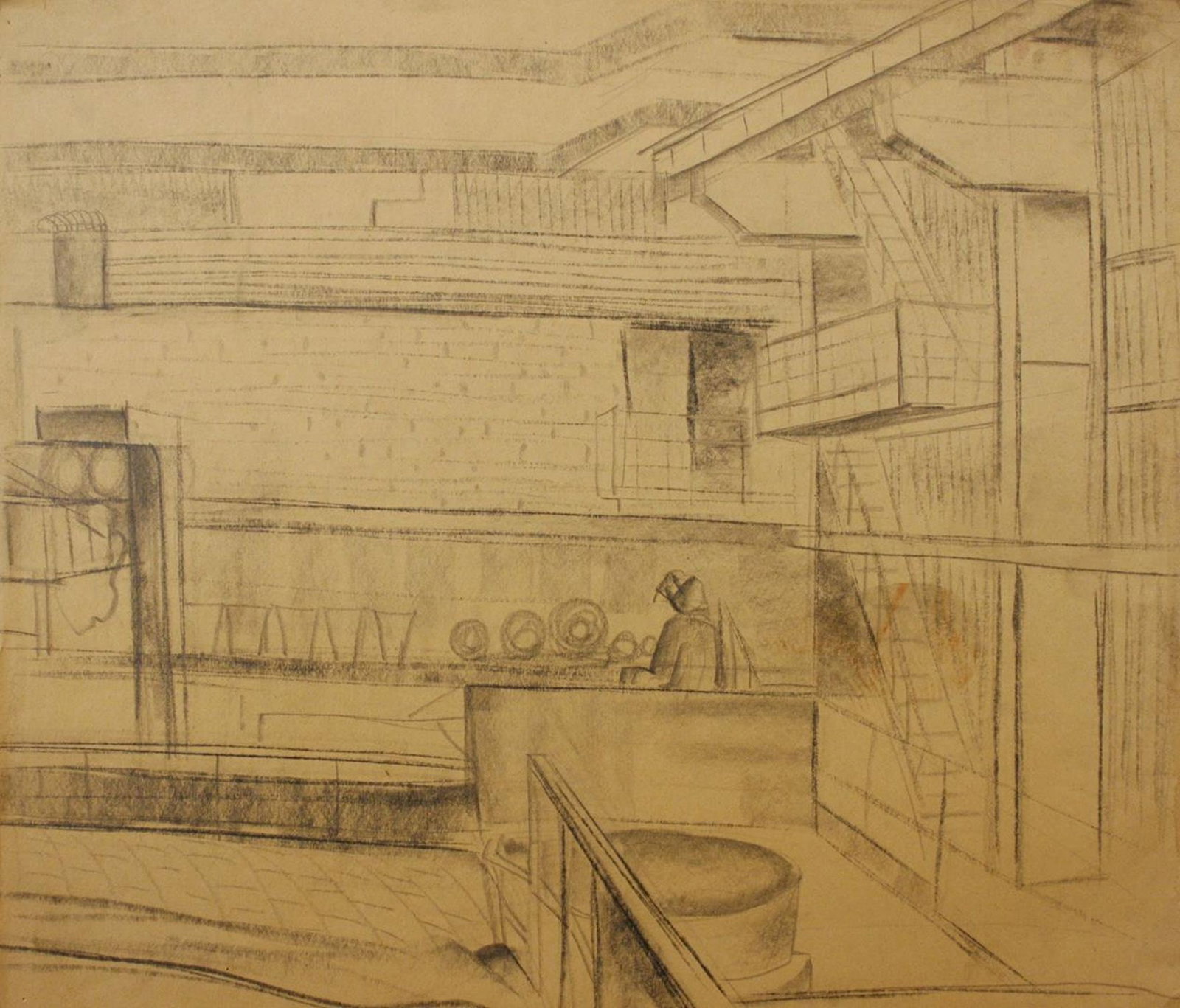 Mynka Olexandr (Ukrainian artist), "The shop", pencil on paper (1 of 1)