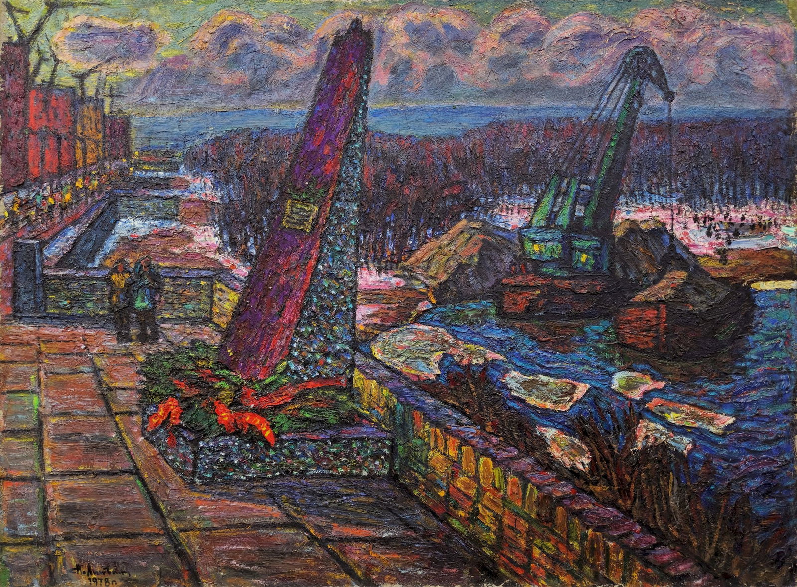 Litvinov Oleksiy (Ukrainian artist), "Industrial landscape of the city", oil on canvas: Title: Litvinov Oleksiy (Ukrainian artist), "Industrial landscape of the city", oil on canvas Description: ARTIST: Litvinov Oleksiy Grygorovich, Ukrainian artist TITLE: "Industrial landscape of the ci