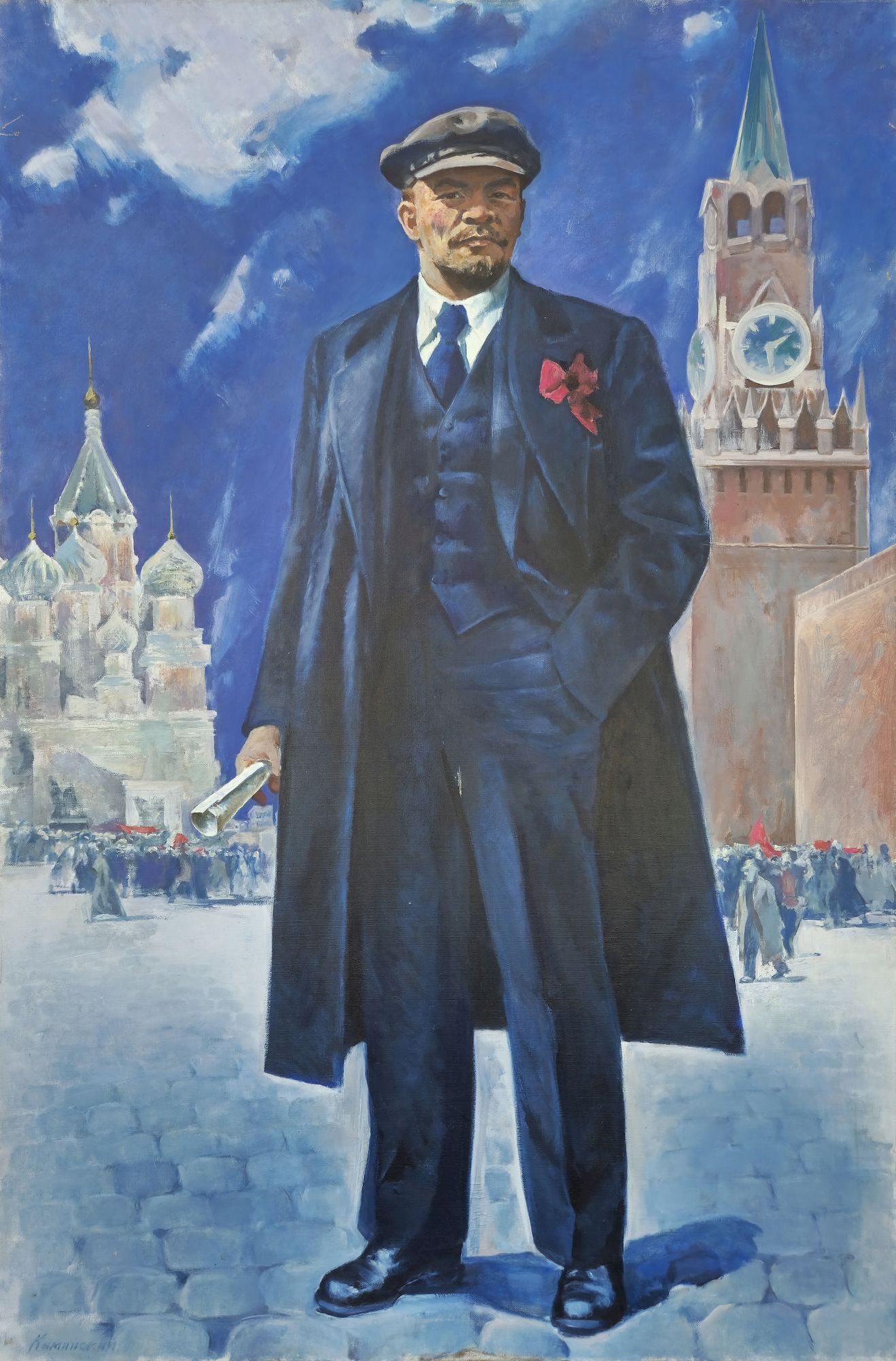 Kaminsky Emanuil (Ukrainian artist), "Lenin on Red square", oil on canvas: Title: Kaminsky Emanuil (Ukrainian artist), "Lenin on Red square", oil on canvas Description: ARTIST: Kaminsky Emanuil Abramovich, Ukrainian artist TITLE: "Lenin on Red square" SIZE: 180 x 119 cm, (70