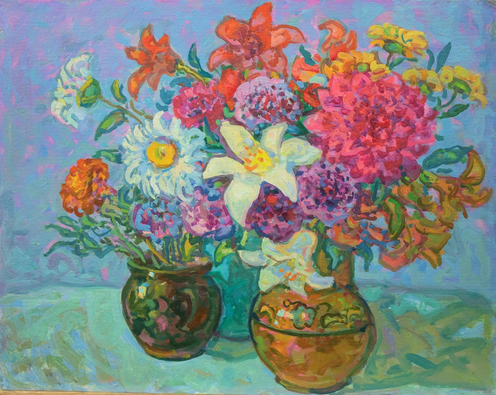 Gaiduk Viktor (Ukrainian artist), "Flowers from the garden", oil on cardboard: Title: Gaiduk Viktor (Ukrainian artist), "Flowers from the garden", oil on cardboard Description: ARTIST: Gaiduk Viktor Kyryllovych, Ukrainian artist TITLE: "Flowers from the garden" SIZE: 40 x 50 cm,