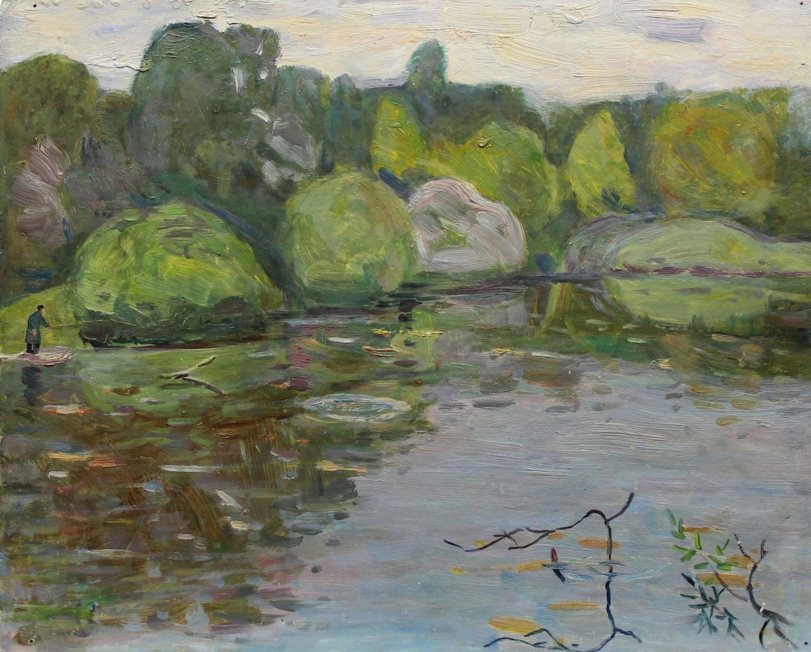 Tyukha Ivan (Ukrainian artist), "Fishing", oil on cardboard (1 of 3)