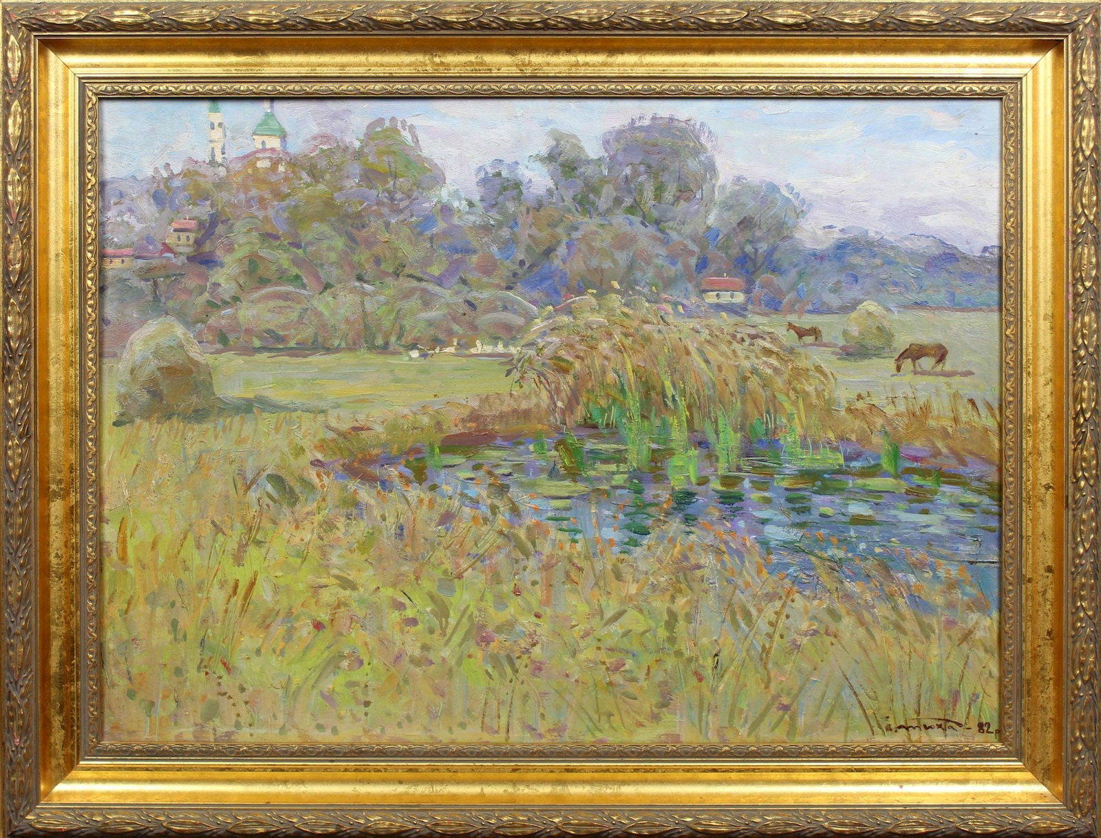 Tyukha Ivan (Ukrainian artist), "Meadow", oil on cardboard: Title: Tyukha Ivan (Ukrainian artist), "Meadow", oil on cardboard Description: ARTIST: Tyukha Ivan Andriyovich, Ukrainian artist TITLE: "Meadow" SIZE: 50 x 70 cm, (19 3/4 x 27 2/4 in.) MEDIUM: oil on 