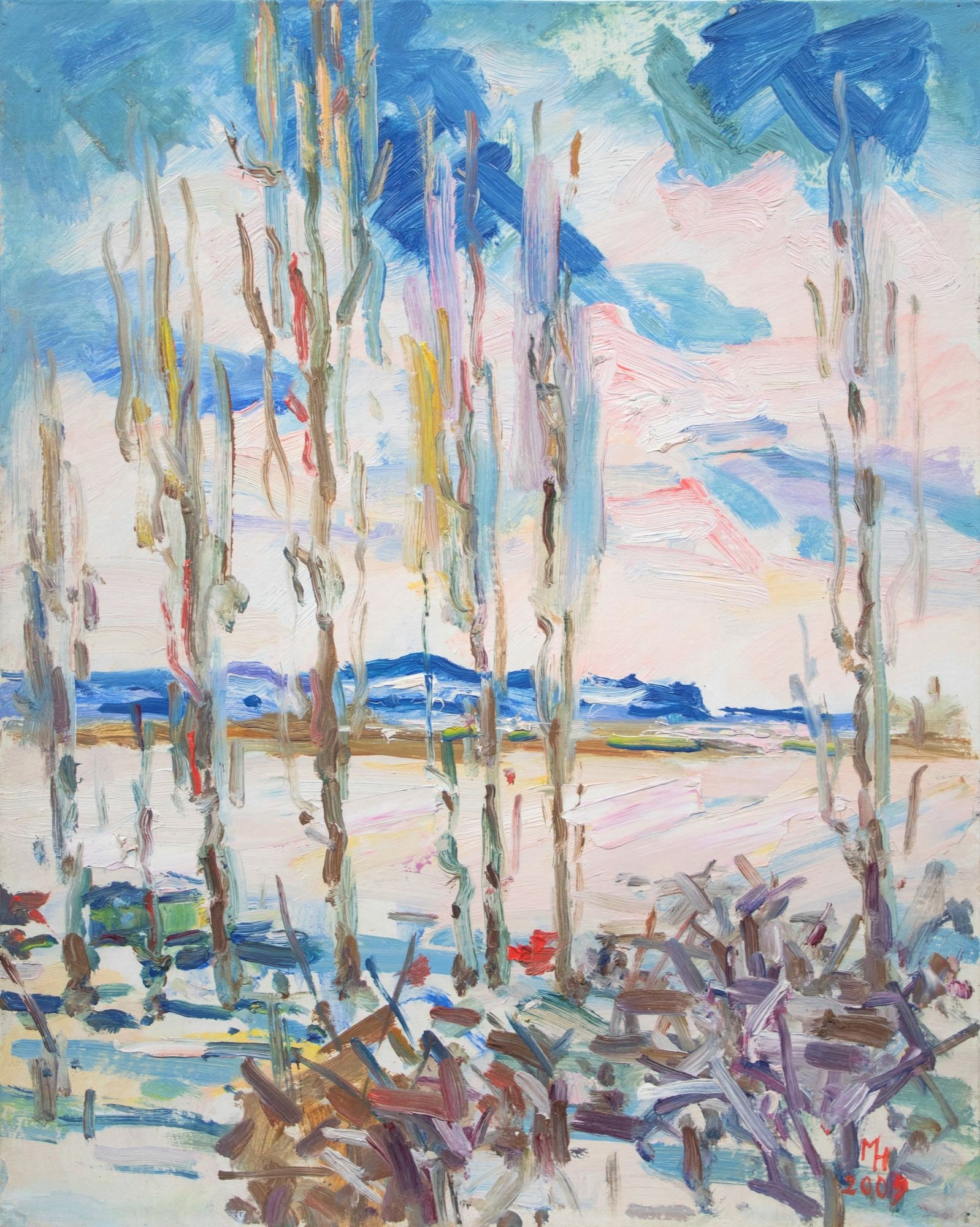 Neklyuenko Mykola (Ukrainian artist), "Snow", oil on canvas on cardboard (1 of 4)