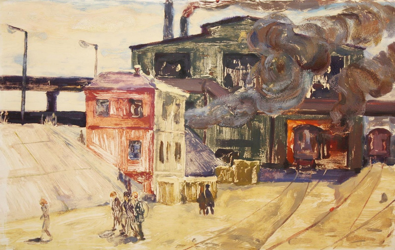 Khorenko Volodymir (Ukrainian artist), "Steel plant", oil on paper: Title: Khorenko Volodymir (Ukrainian artist), "Steel plant", oil on paper Description: ARTIST: Khorenko Volodymir Fedorovich, Ukrainian artist TITLE: "Steel plant" SIZE: 33 x 51 cm, (13 x 20 in.) MEDI