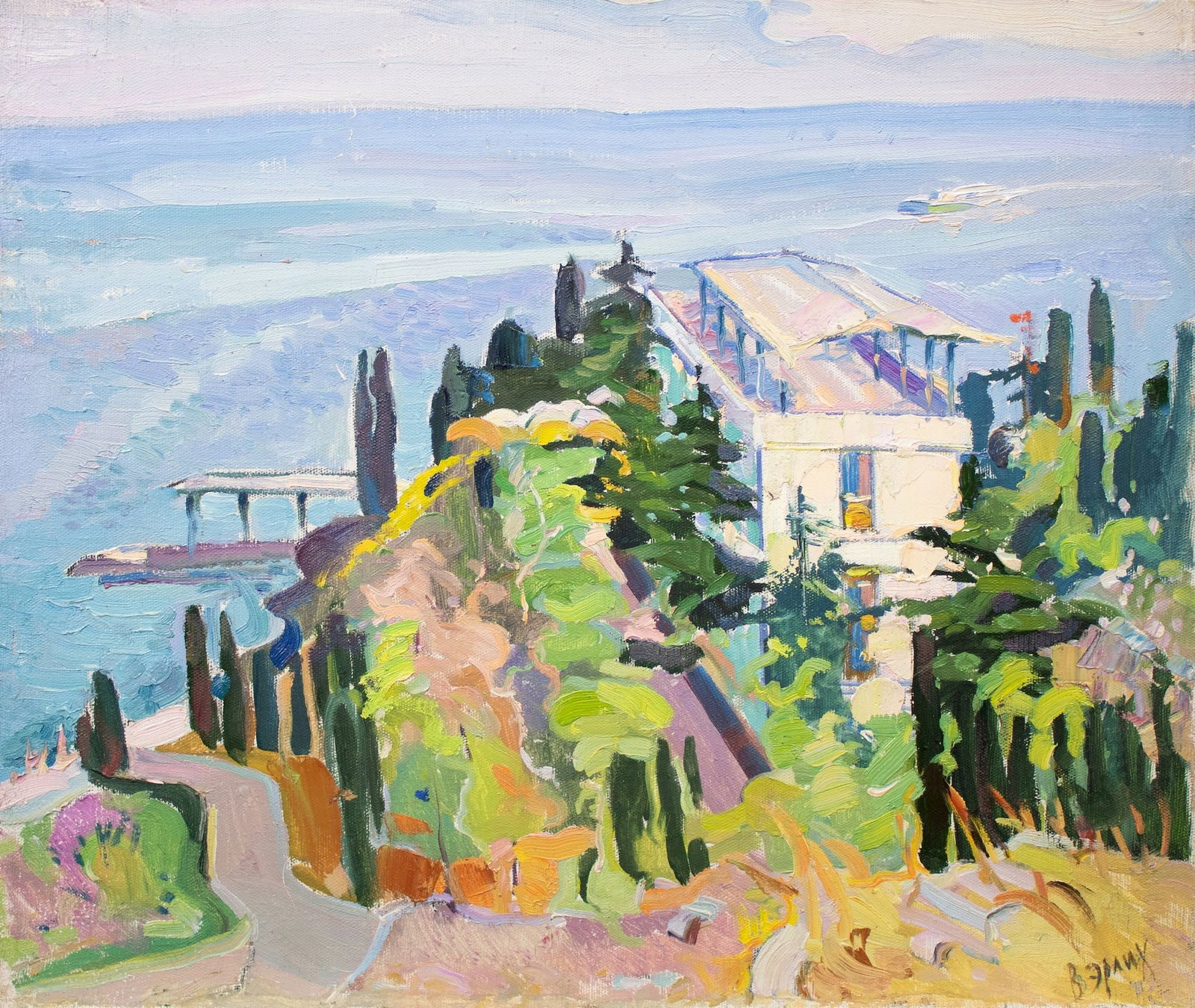 Erlih Volodymyr (Ukrainian artist), "International friendship camp", oil on canvas: Title: Erlih Volodymyr (Ukrainian artist), "International friendship camp", oil on canvas Description: ARTIST: Erlih Volodymyr Isaakovich, Ukrainian artist TITLE: "International friendship camp"