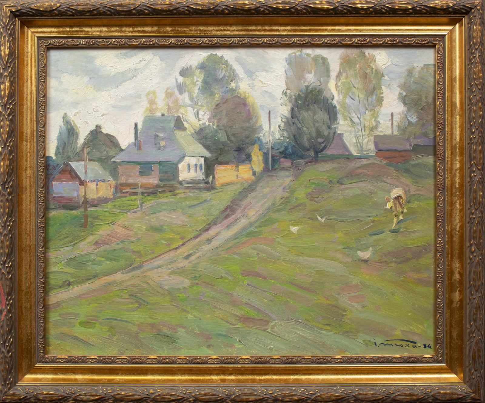 Tyukha Ivan (Ukrainian artist), "Gray day", oil on cardboard: Title: Tyukha Ivan (Ukrainian artist), "Gray day", oil on cardboard Description: ARTIST: Tyukha Ivan Andriyovich, Ukrainian artist TITLE: "Gray day" SIZE: 40 x 50 cm, (15 3/4 x 19 3/4 in.) MEDIUM: