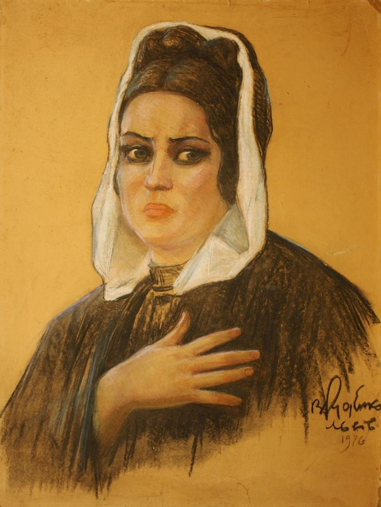 Rudenko Volodymyr (Ukrainian artist), "Nina Tychynskaya", mixed technique on cardboard (1 of 4)