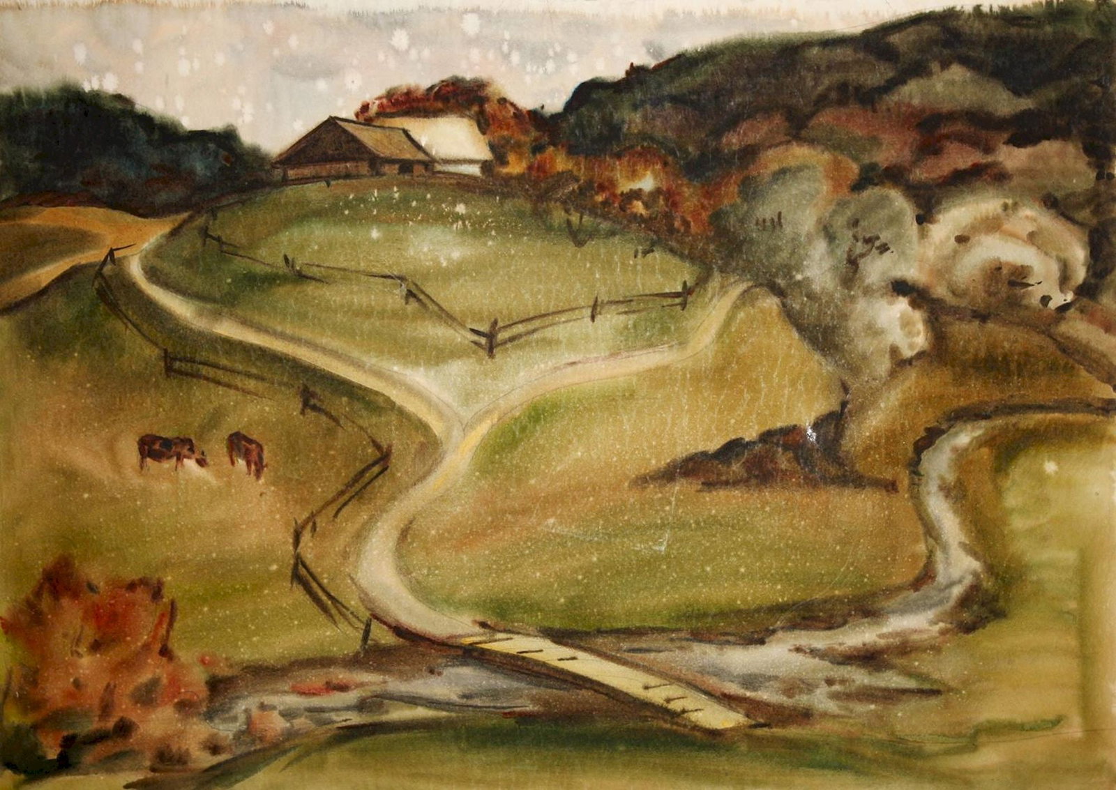 Kirilkov Valentin (Ukrainian artist), "House on the hill", watercolor on paper: Title: Kirilkov Valentin (Ukrainian artist), "House on the hill", watercolor on paper Description: ARTIST: Kirilkov Valentin Feodosievich, Ukrainian artist TITLE: "House on the hill" SIZE: 59 x 83