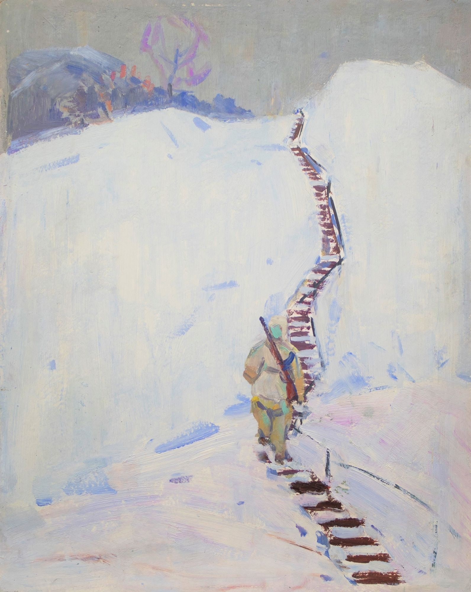 Tyukha Ivan (Ukrainian artist), "On guard", oil on cardboard: Title: Tyukha Ivan (Ukrainian artist), "On guard", oil on cardboard Description: ARTIST: Tyukha Ivan Andriyovich, Ukrainian artist TITLE: "On guard" SIZE: 50 x 40 cm, (19 3/4 x 15 3/4 in.) MEDIUM: