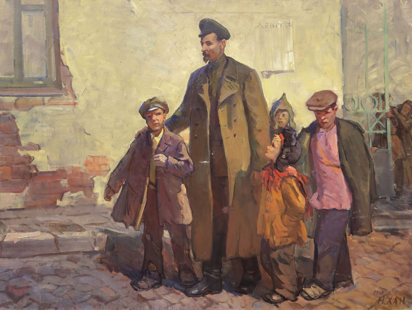 Khan Mykola (Ukrainian artist), "To the shelter", oil on canvas (1 of 4)