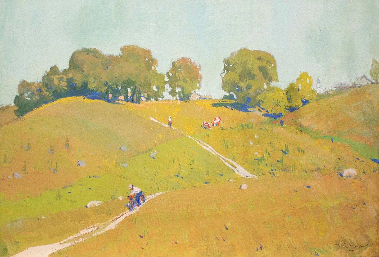 Sulimenko Petro (Ukrainian artist), "Summer", oil on cardboard: Title: Sulimenko Petro (Ukrainian artist), "Summer", oil on cardboard Description: ARTIST: Sulimenko Petro Stepanovych, Ukrainian artist TITLE: "Summer" SIZE: 50 x 70 cm, (19 3/4 x 27 2/4 in.) MEDIUM: