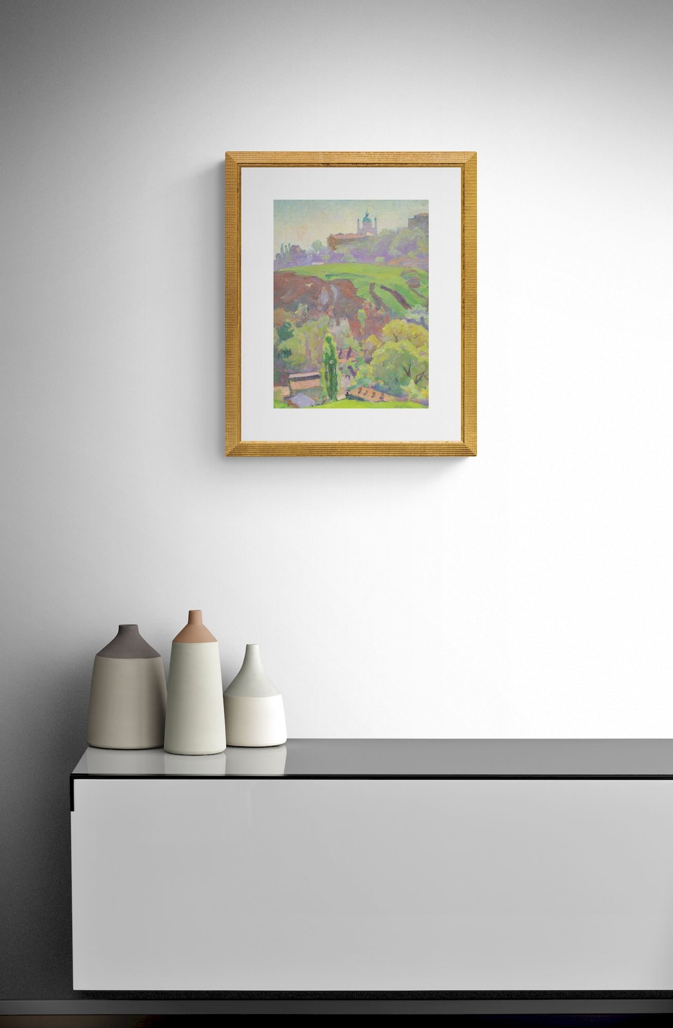 Luchenko Evgen (Ukrainian artist), "Church on the hill", oil on cardboard - 4
