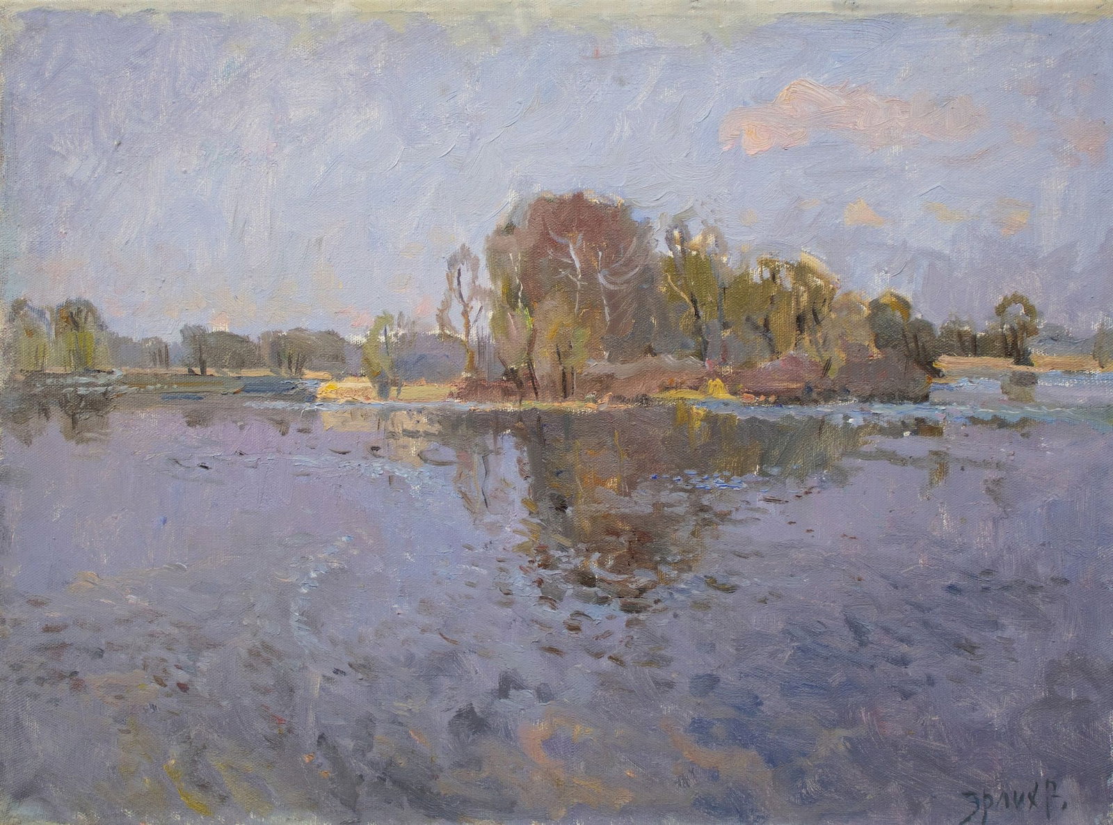 Erlih Volodymyr (Ukrainian artist), "Gray day", oil on canvas: Title: Erlih Volodymyr (Ukrainian artist), "Gray day", oil on canvas Description: ARTIST: Erlih Volodymyr Isaakovich, Ukrainian artist TITLE: "Gray day" SIZE: 50 x 70 cm, (19 3/4 x 27 2/4 in.) MEDIUM: